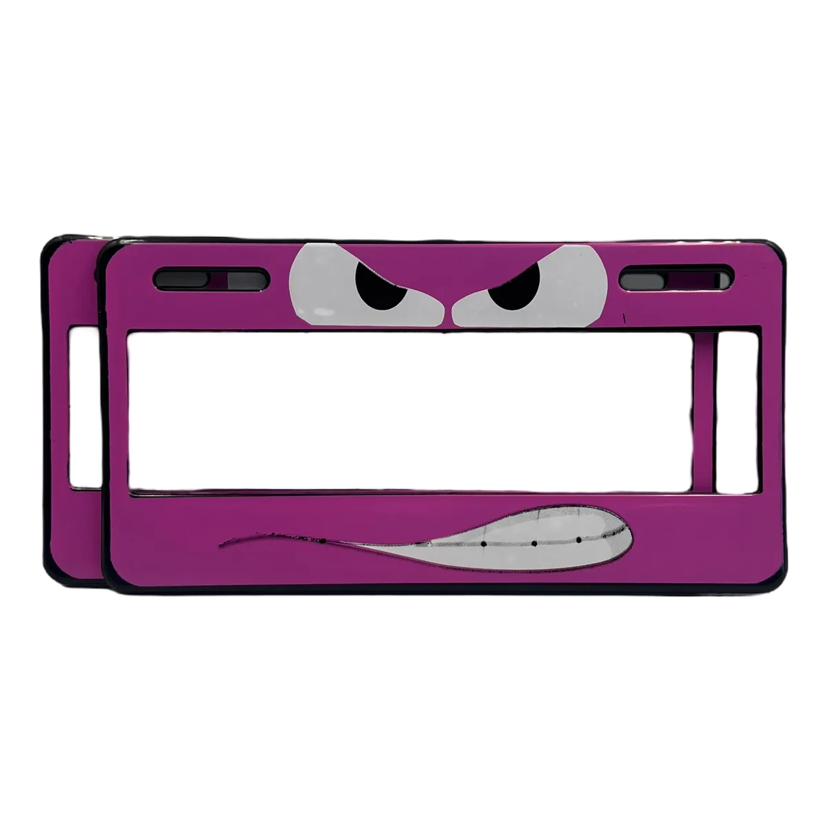 Portaplaca flexible angry face — Rosa