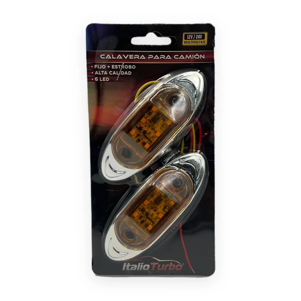 Plafon direccional lateral ovalado de 6 LED con bisel cromado · Ámbar