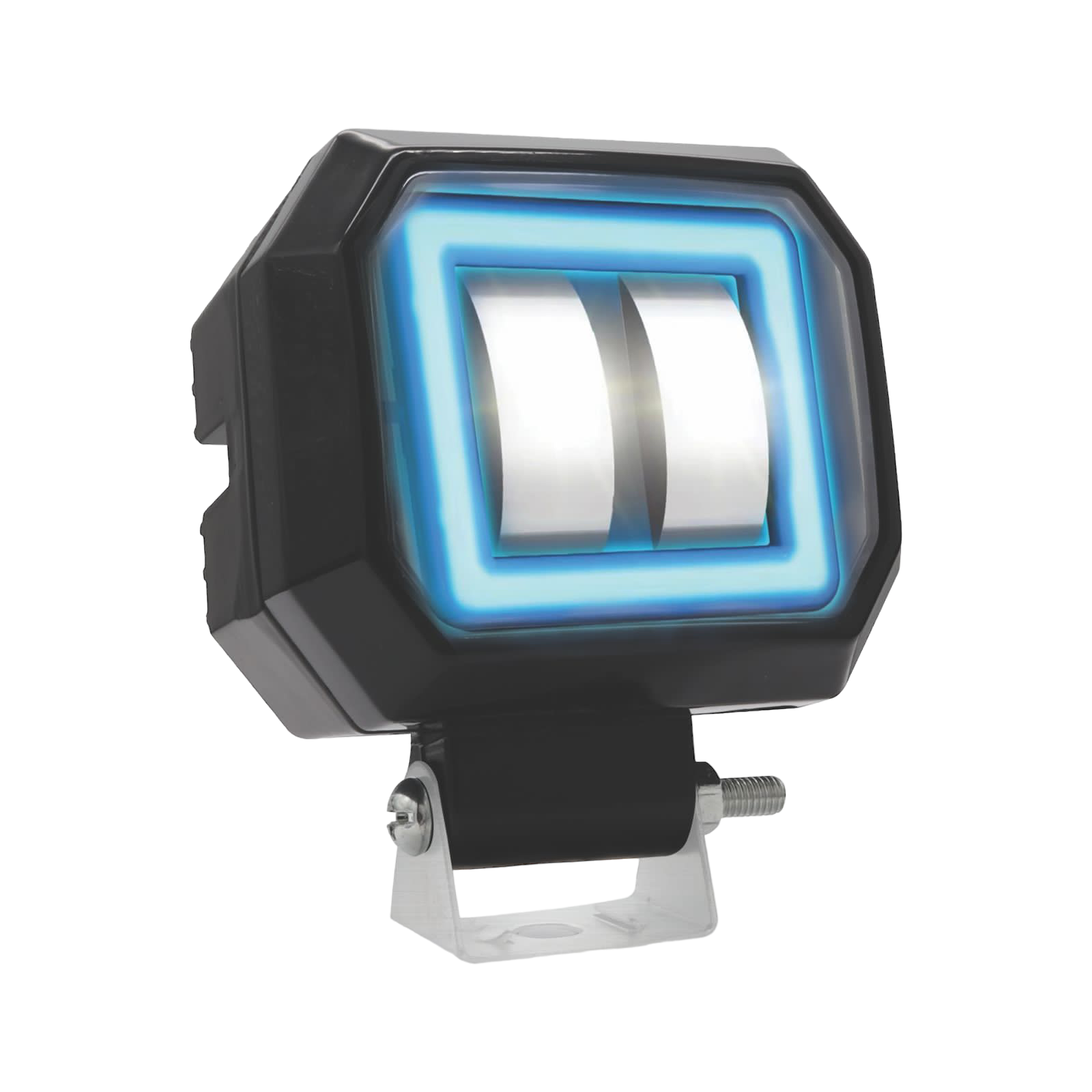 Faro LED cuadrado con 2 lupas y ojo de angel · Ámbar