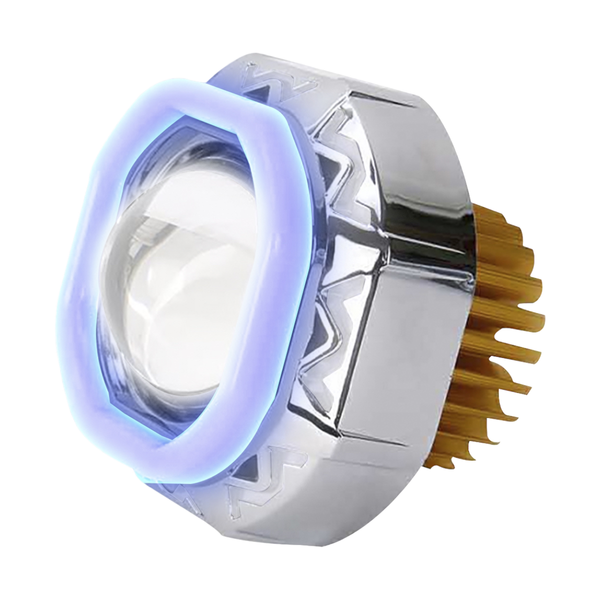 Faro LED para moto con lupa y arillo de gel · Azul