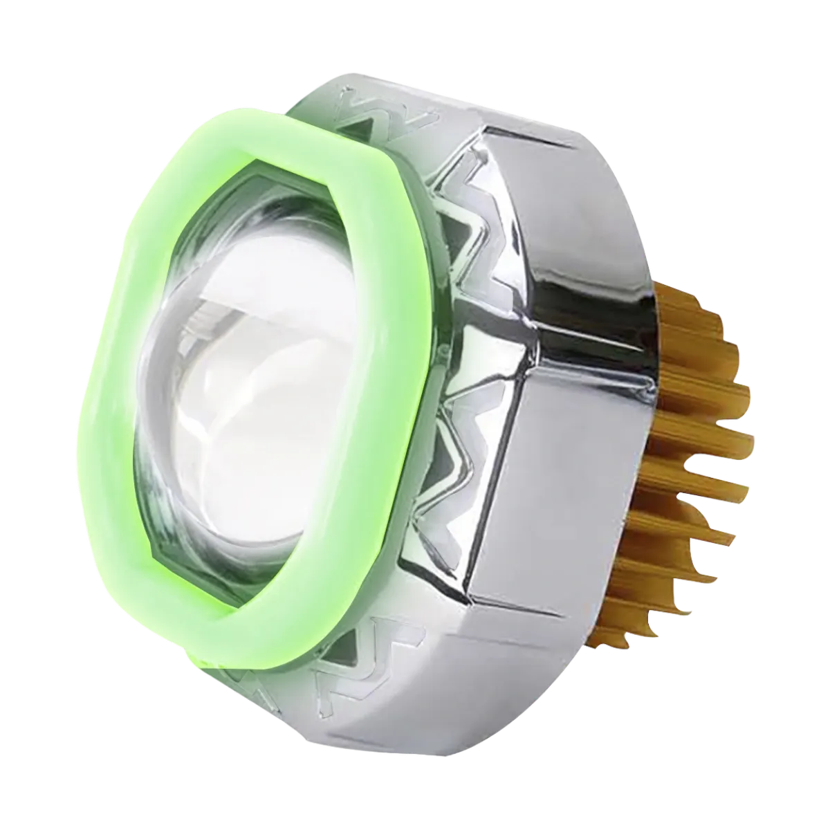 Faro LED para moto con lupa y arillo de gel · Verde