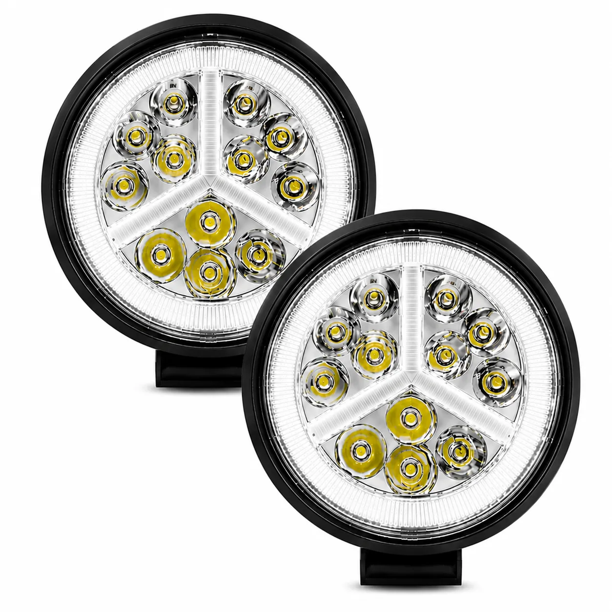 Faro LED redondo con arillo y tribal de gel — Blanco