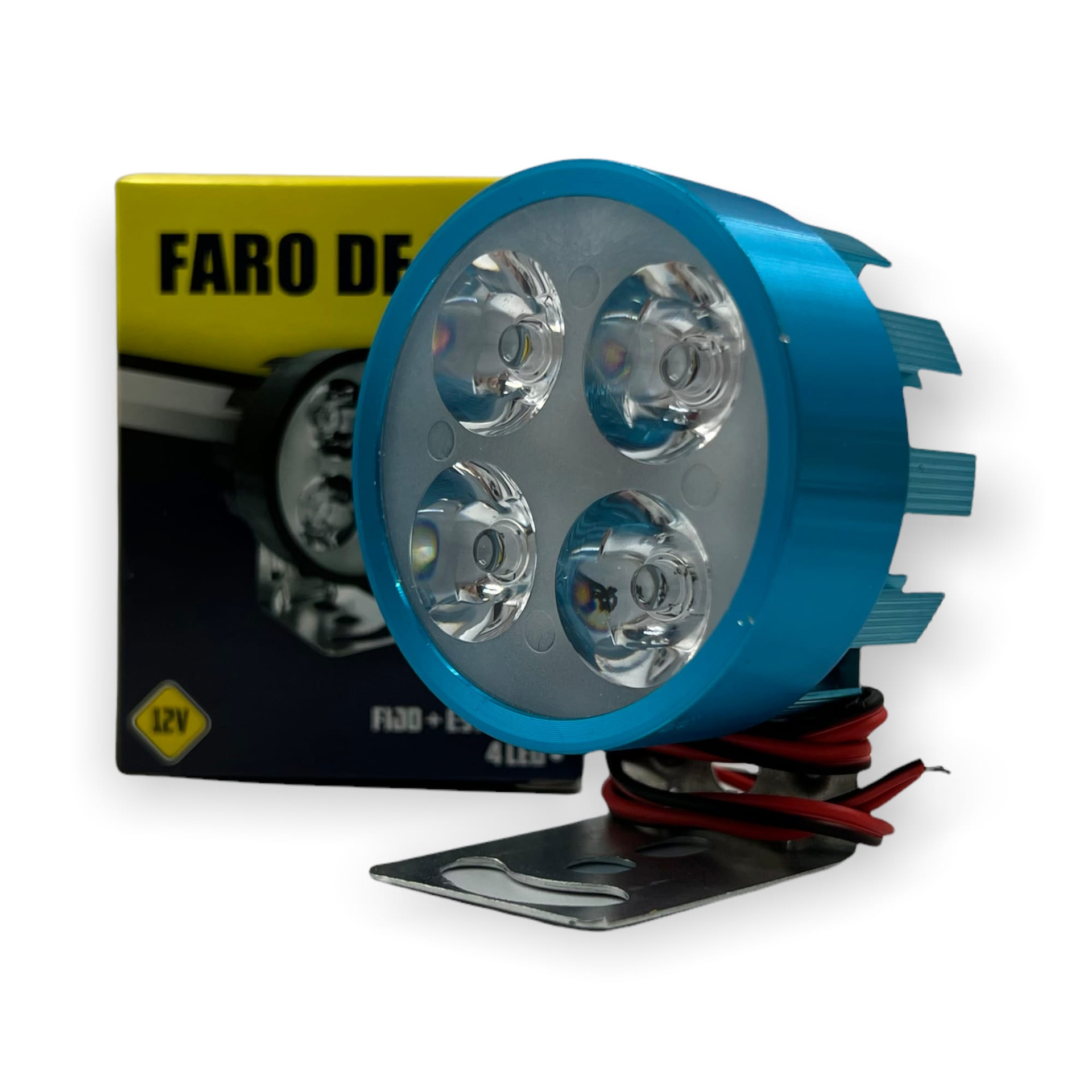 Faro de 4 LED disponible en carcaza de colores · Azul