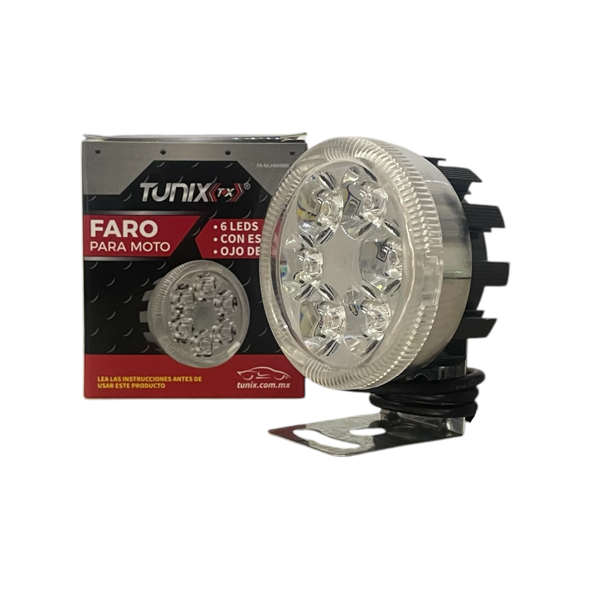 Faro de 6 LED con aro de ángel y carcaza de color  · Negro