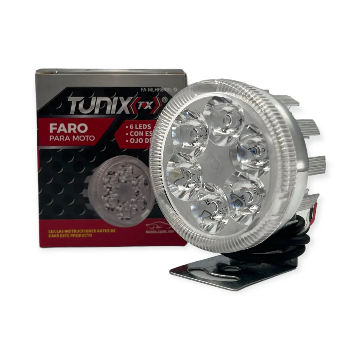 Faro de 6 LED con aro de ángel y carcaza de color  · Plata