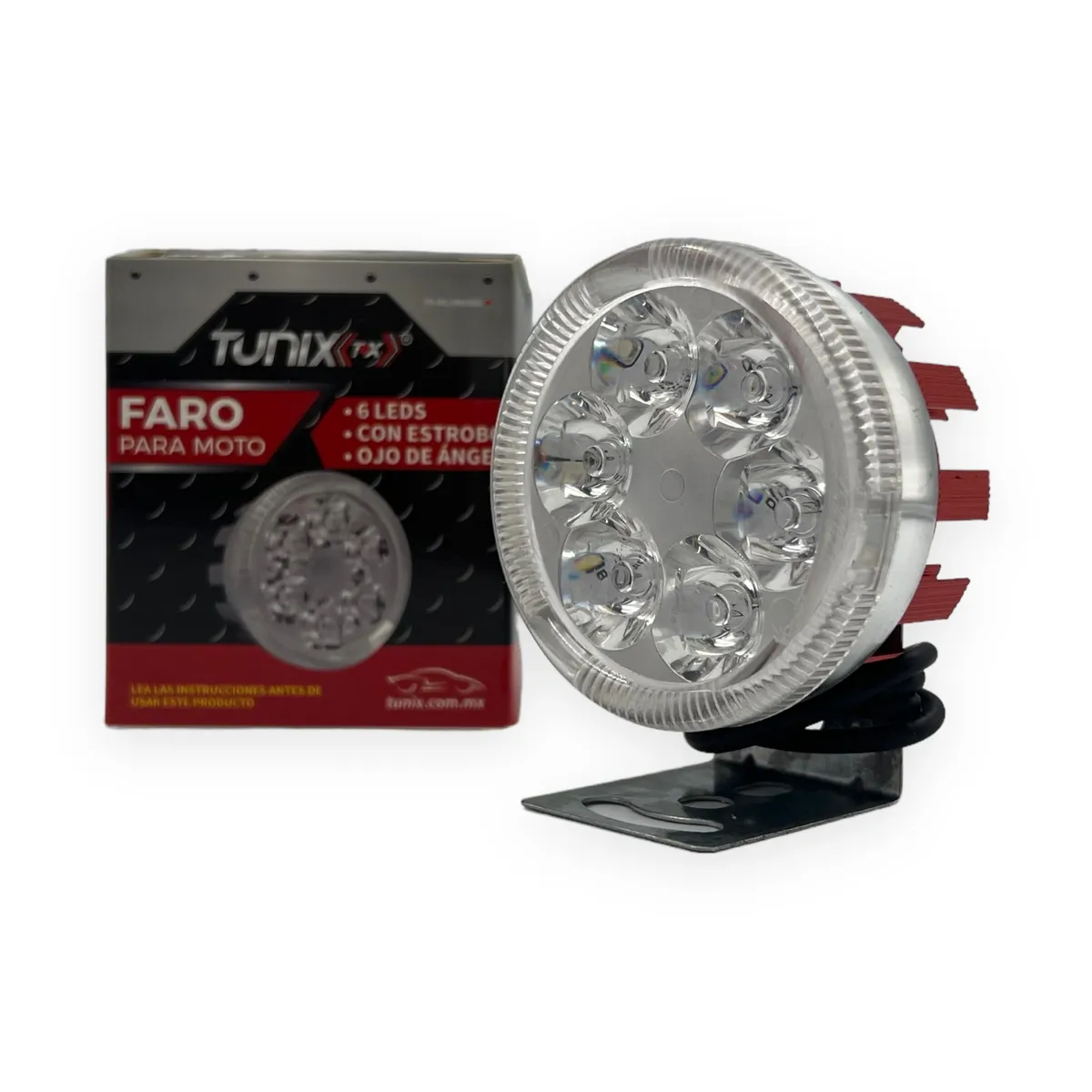 Faro de 6 LED con aro de ángel y carcaza de color · Rojo