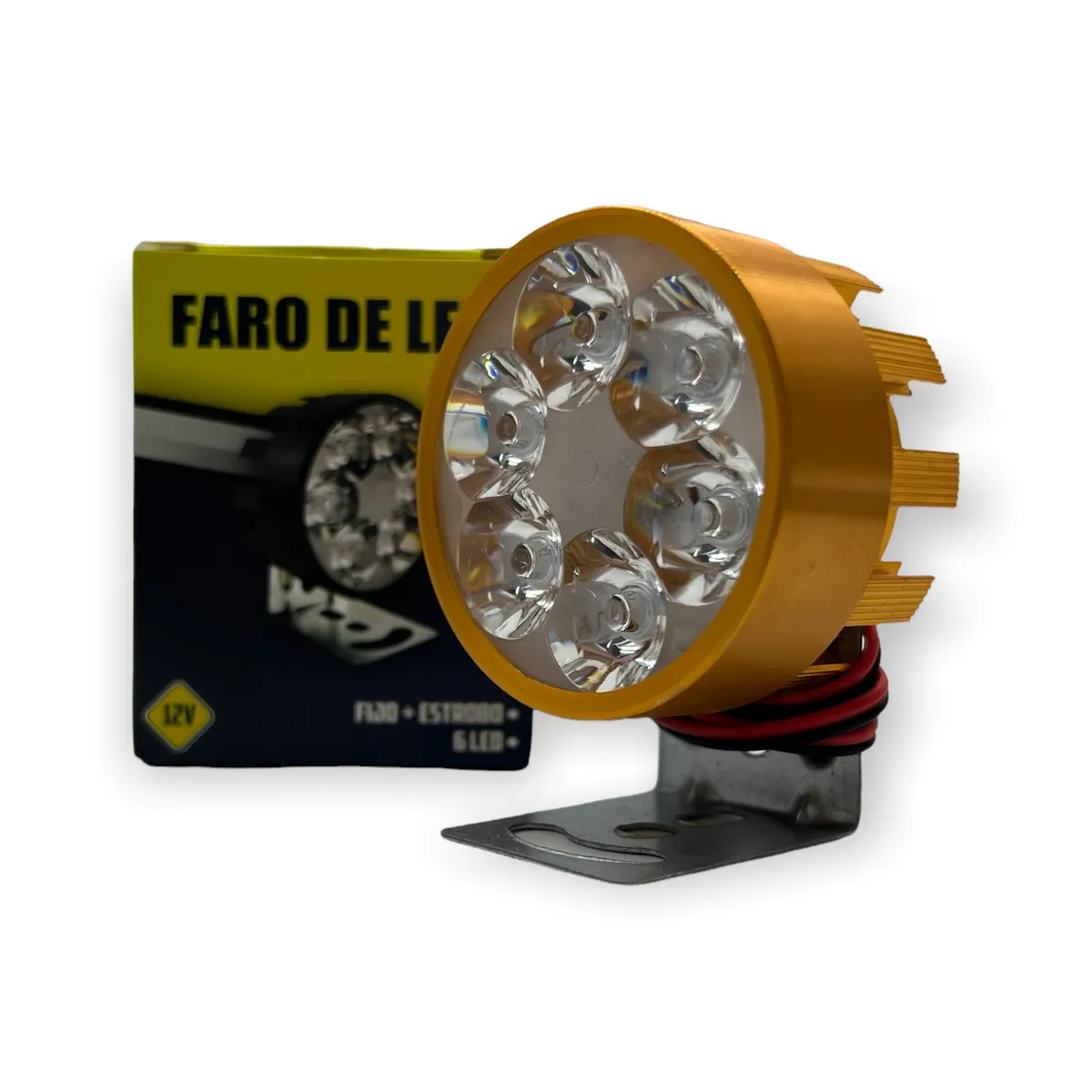 Faro de 6 LED en carcaza de color  — Dorado