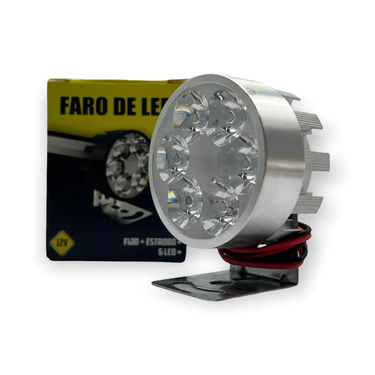 Faro de 6 LED en carcaza de color  · Plata