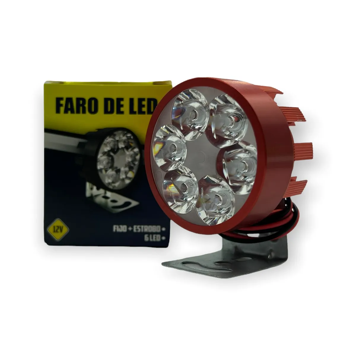 Faro de 6 LED en carcaza de color  — Rojo
