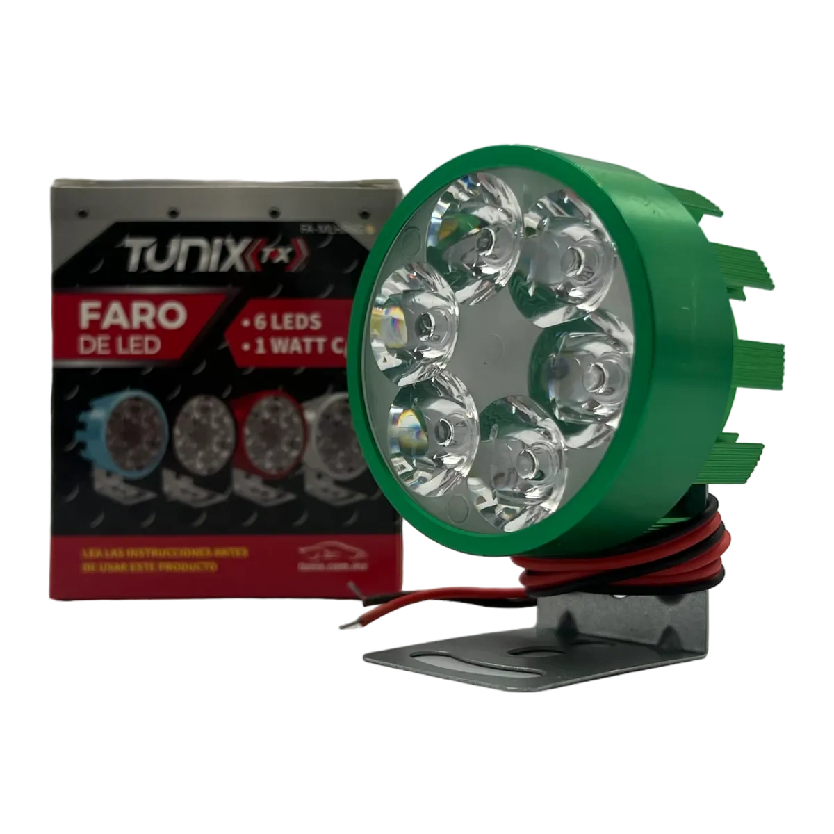 Faro de 6 LED en carcaza de color · Verde