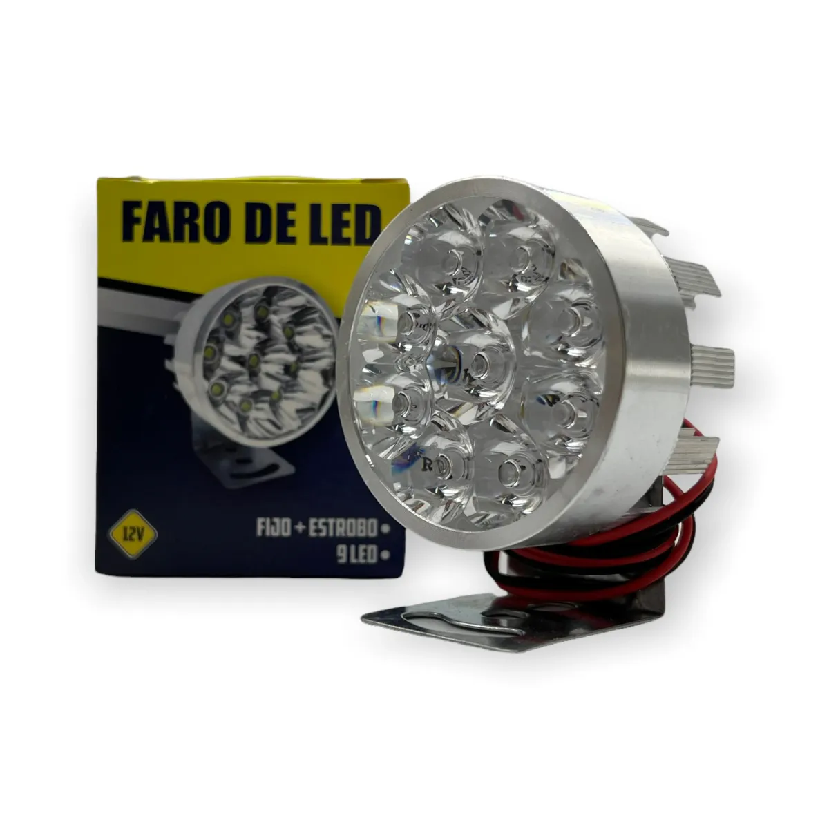 Faro de 9 LED con carcaza de color  · Plata