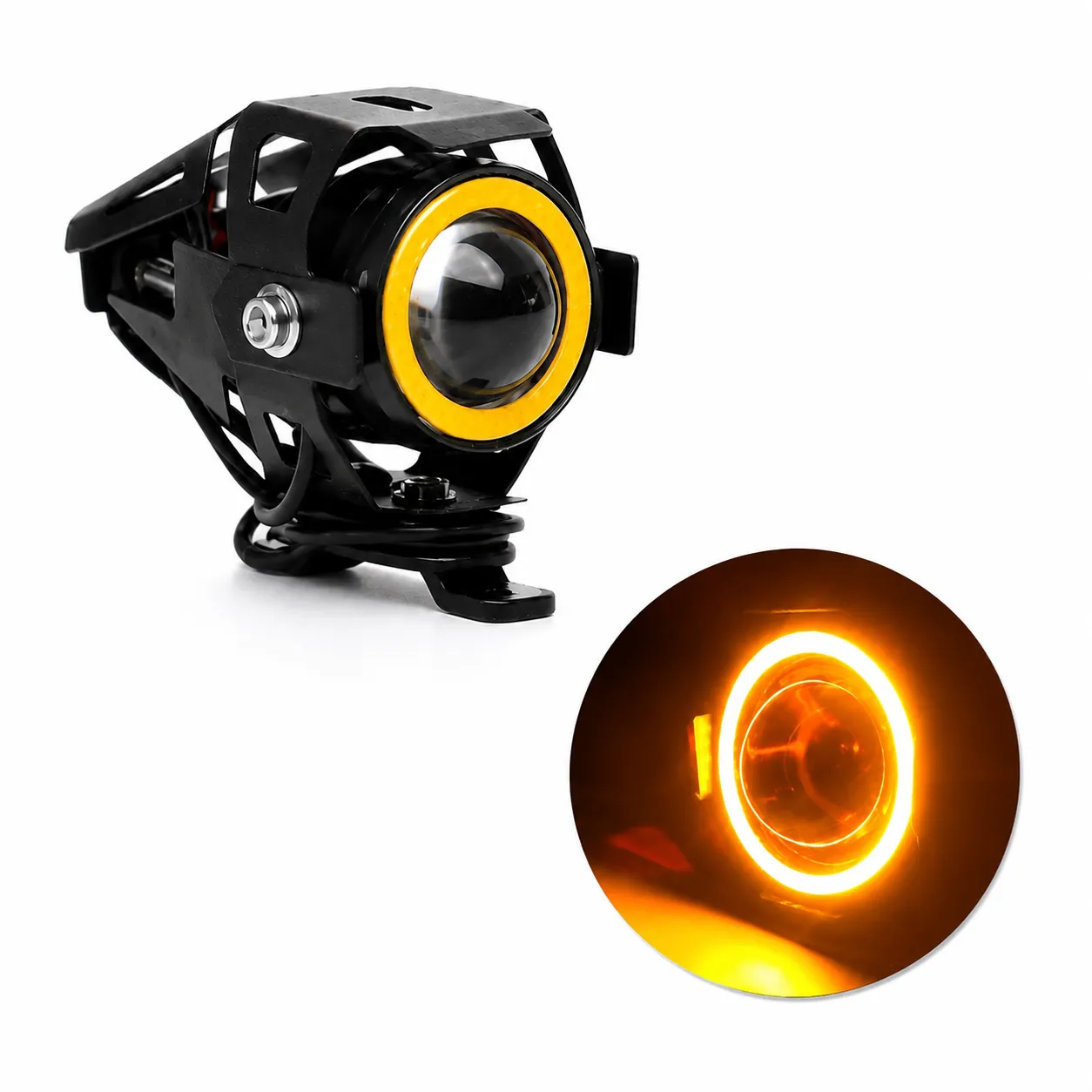 Faro para moto carcaza y ojo de ángel · Ámbar