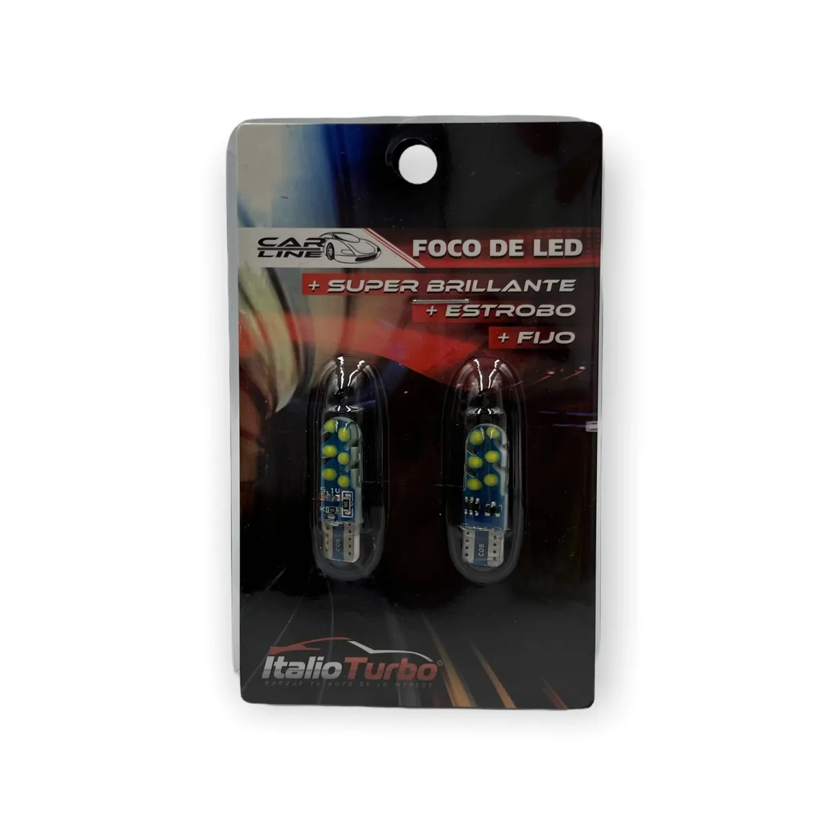 Foco T10 de gel con 12 LED función fijo + estrobo · Blanco