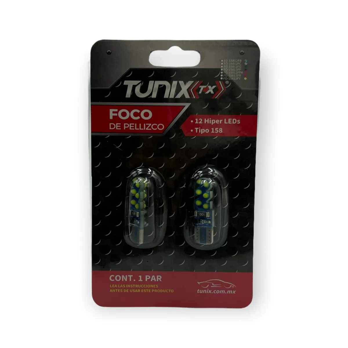 Foco T10 de 12 LED estrobo + fijo  · Blanco