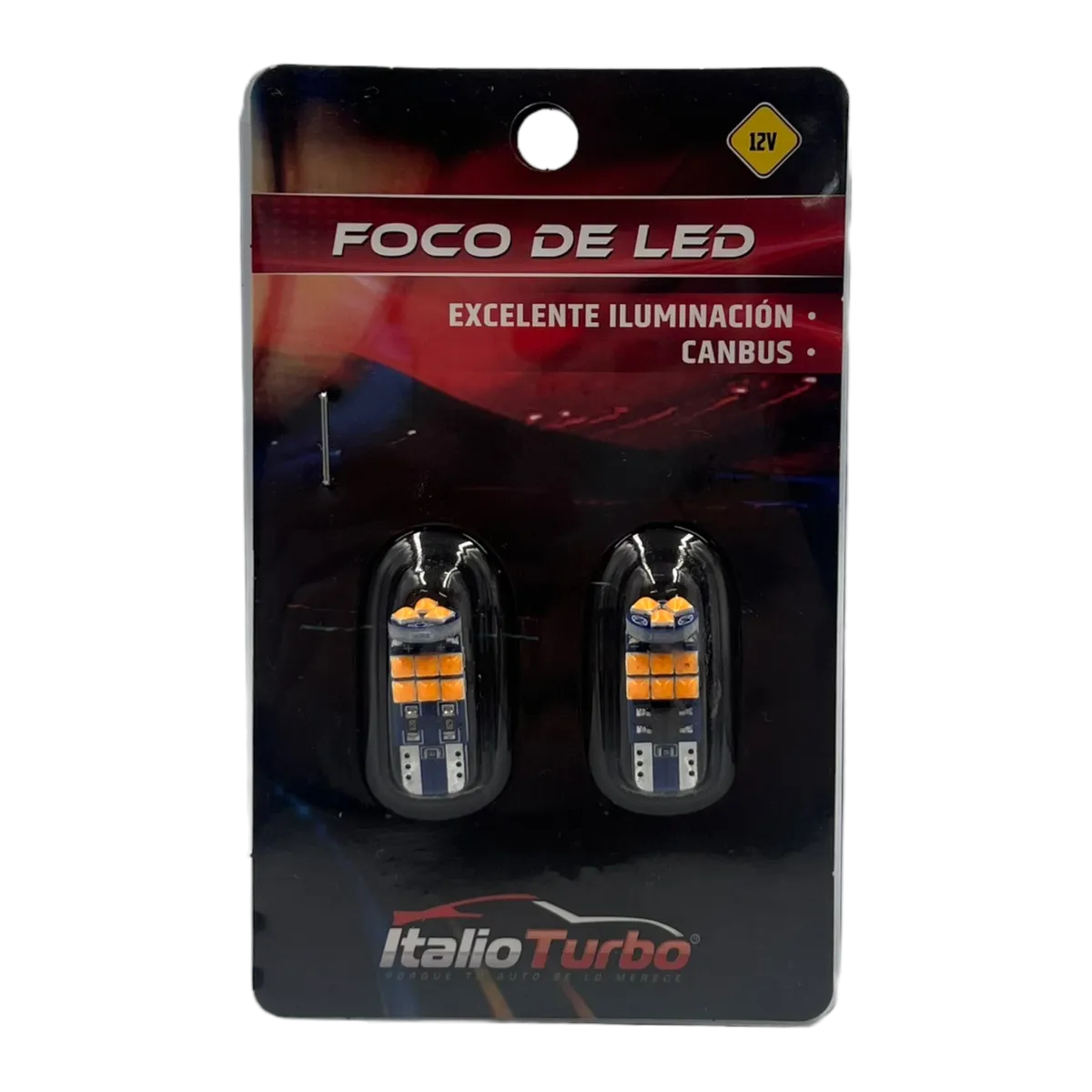 Foco T10 tipo pellizco 15 LED con chip canbus  · Ámbar