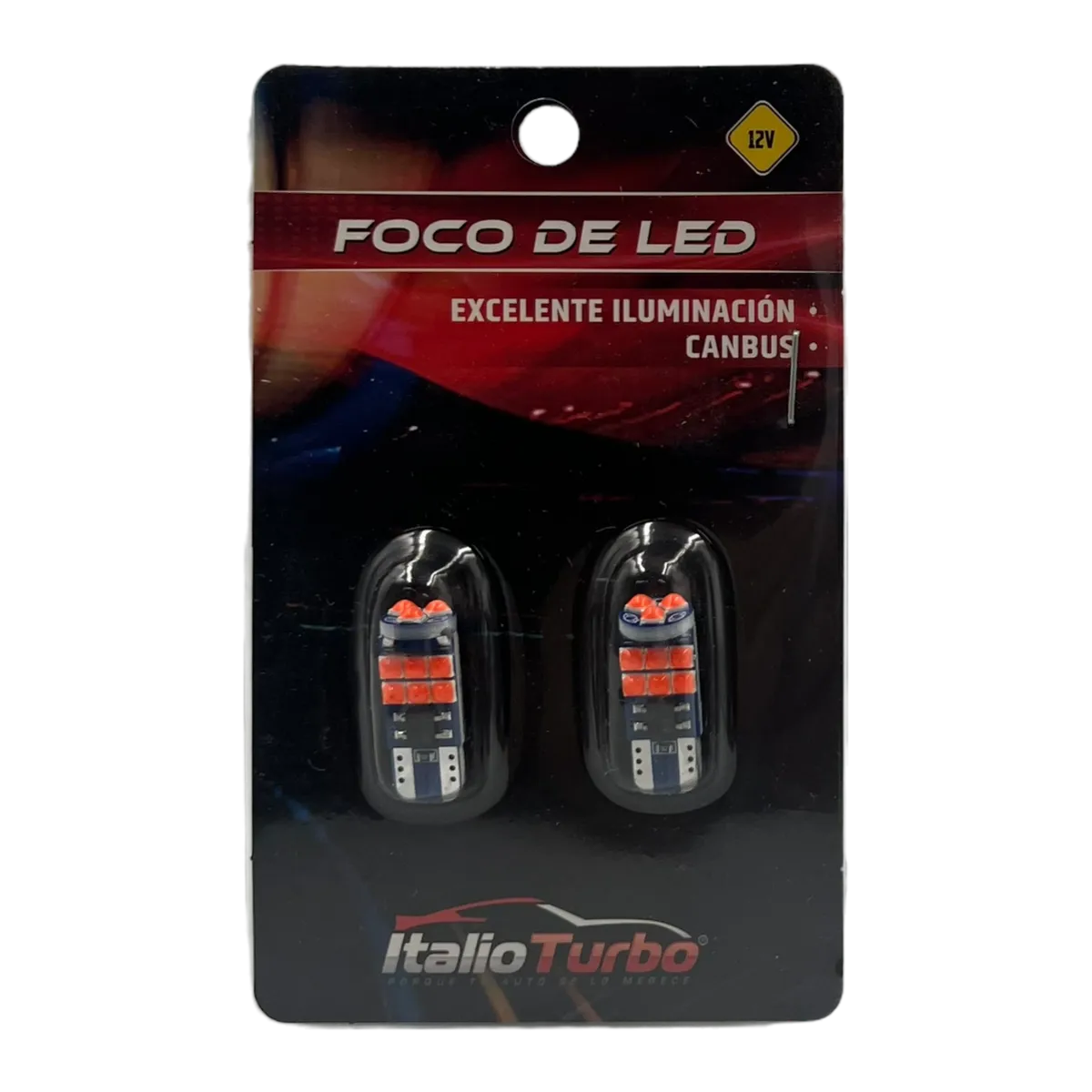 Foco T10 tipo pellizco 15 LED con chip canbus  · Rojo