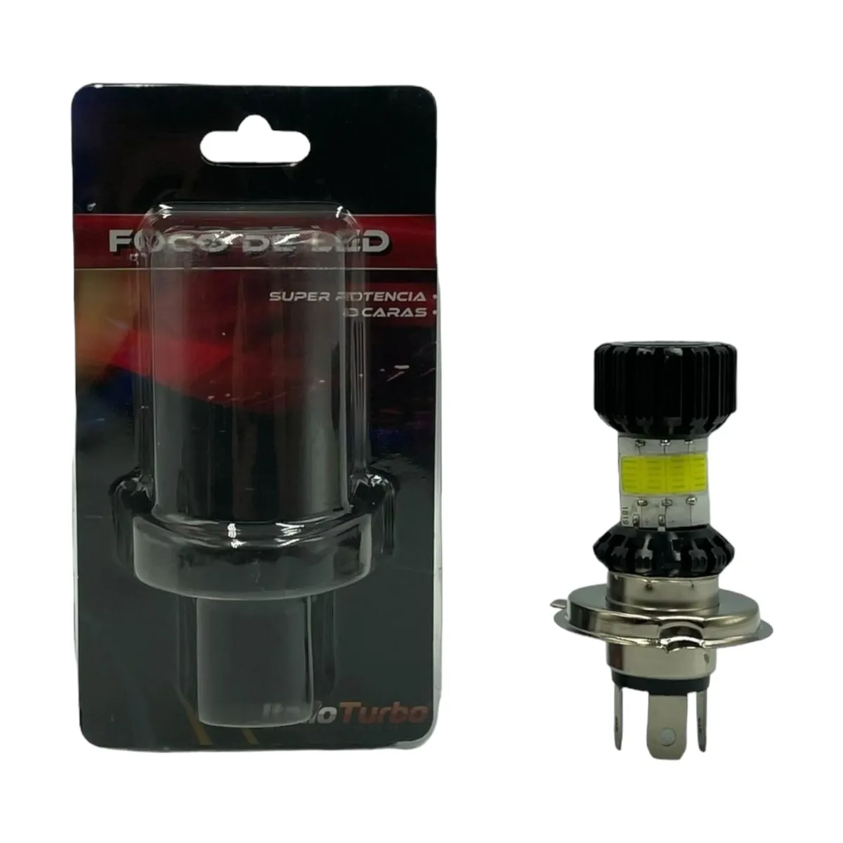 Foco para moto entrada H4 de 8 caras con carcaza de color — Negro