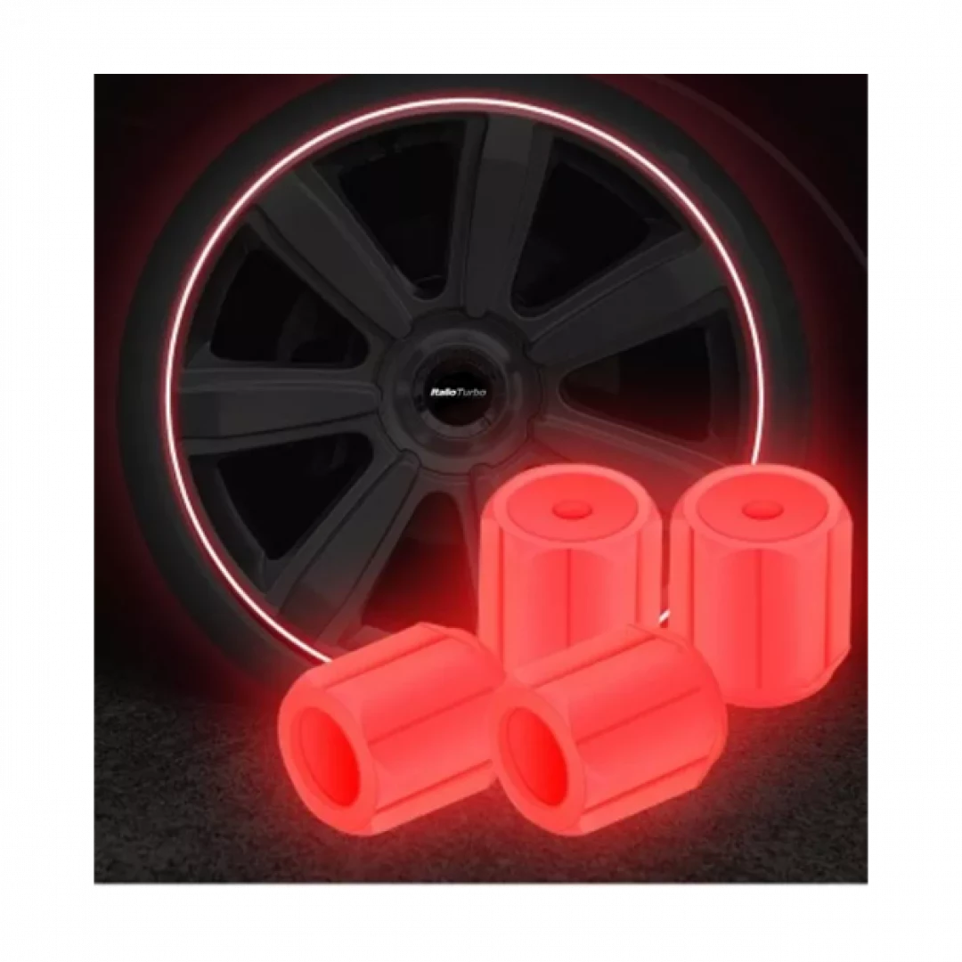 Tapón de válvula para llanta tono fosforescente · Rojo