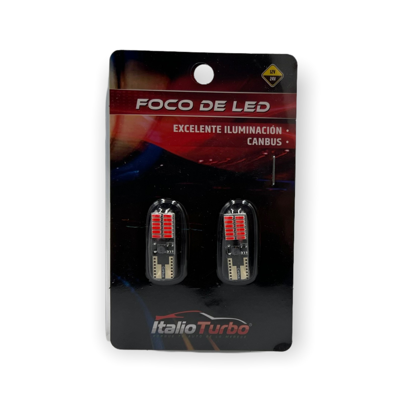 T10 con 24 LED y canbus — Rojo