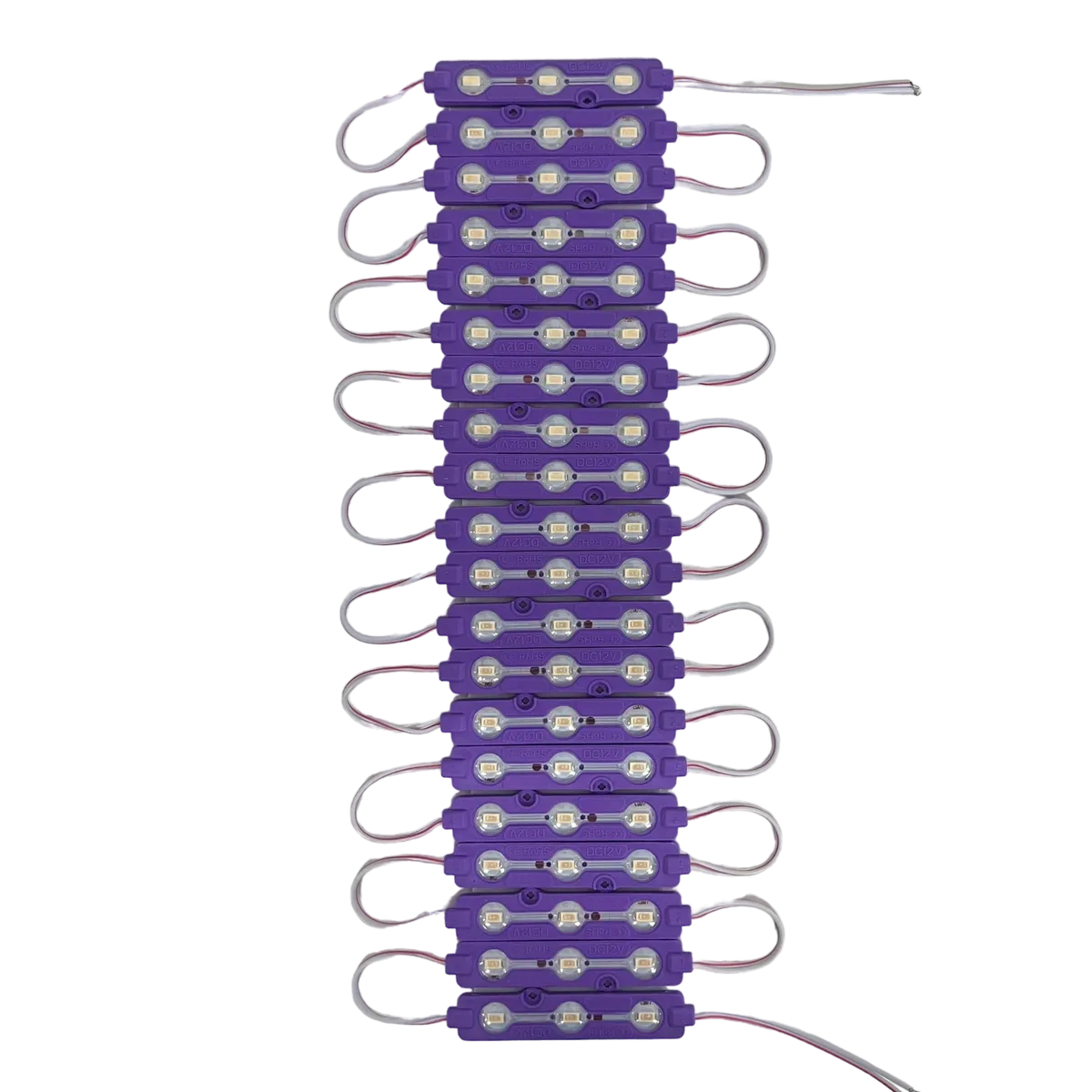 Modulo con 3 LED tipo encapsulado en varios colores tira de 20 piezas · Morado