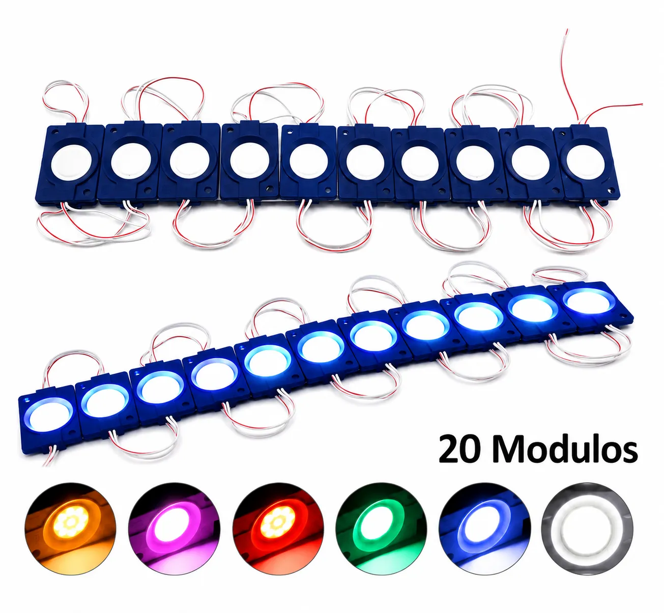 Módulo LED tipo plasma redondo tira de 20 piezas · Rosa