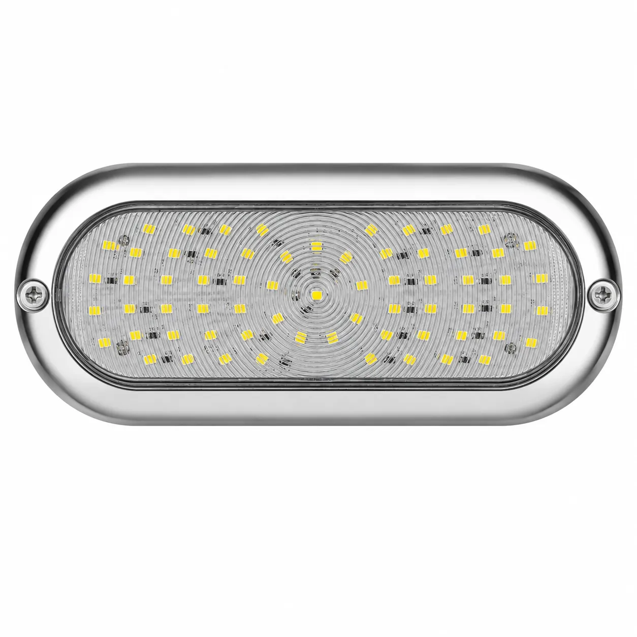 Plafón multivoltaje ovalado ultra slim con estrobo · Blanco
