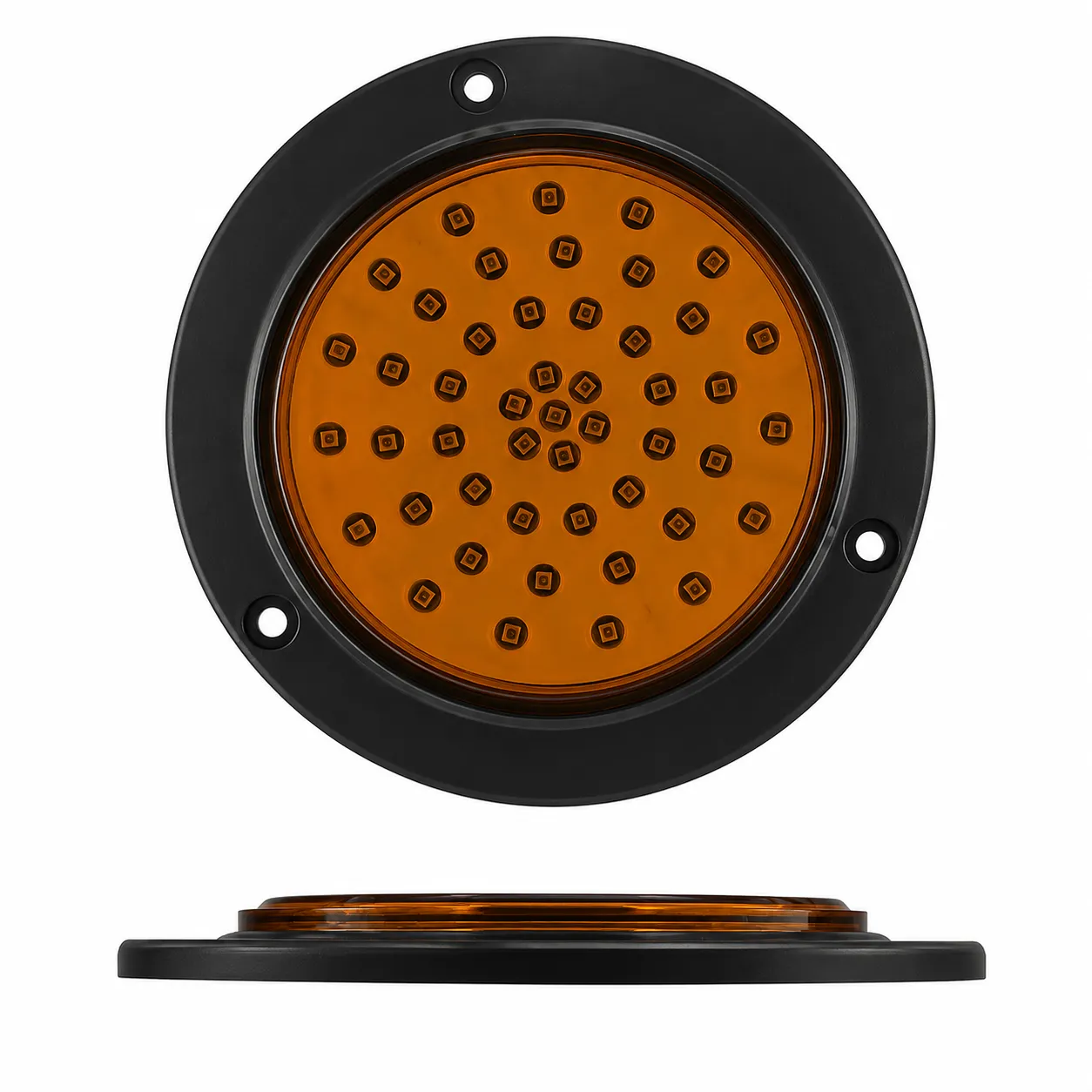 Plafón redondo de 48 LED contorno negro · Ámbar