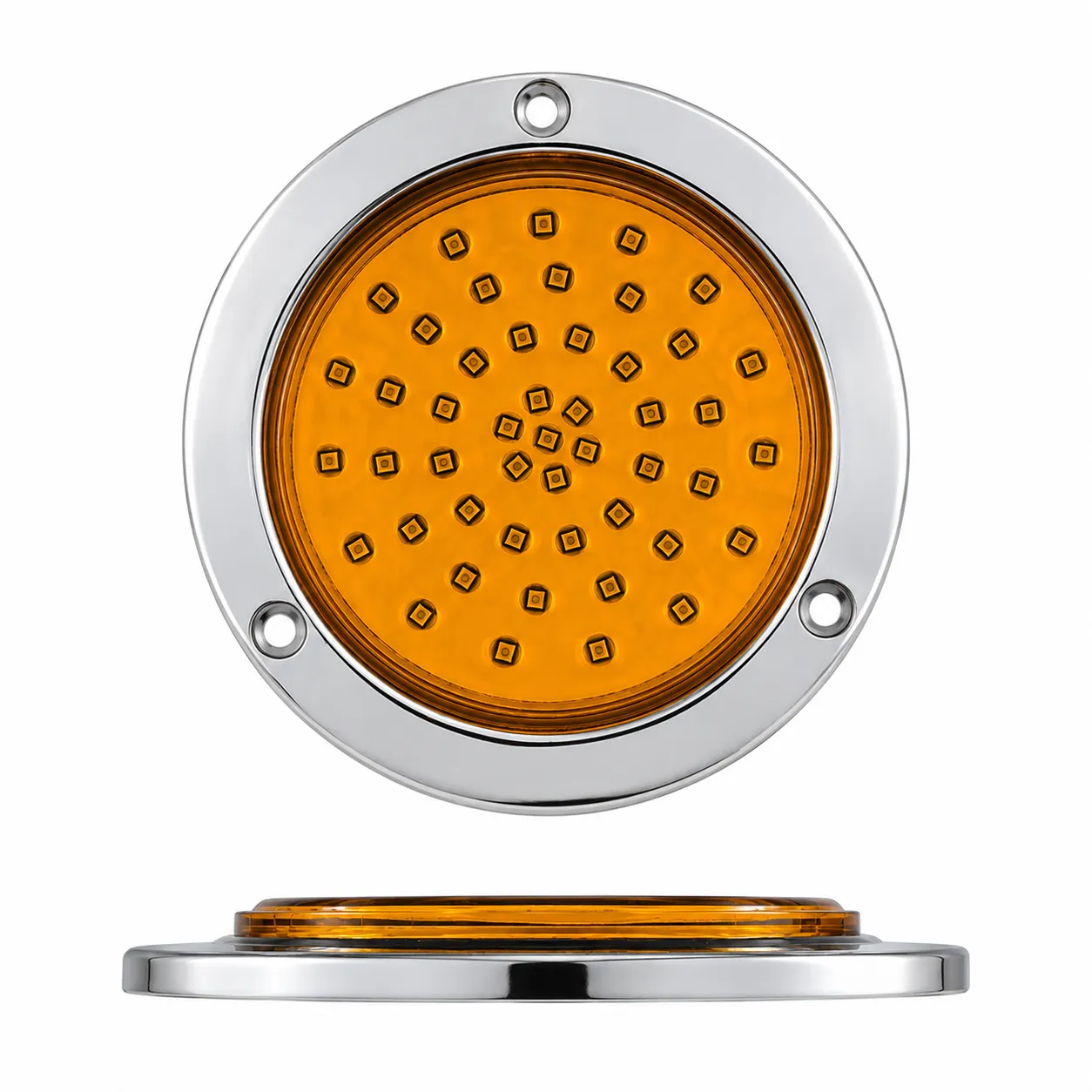 Plafón multivoltaje redondo de 48 LED ultra slim con estrobo · Ámbar