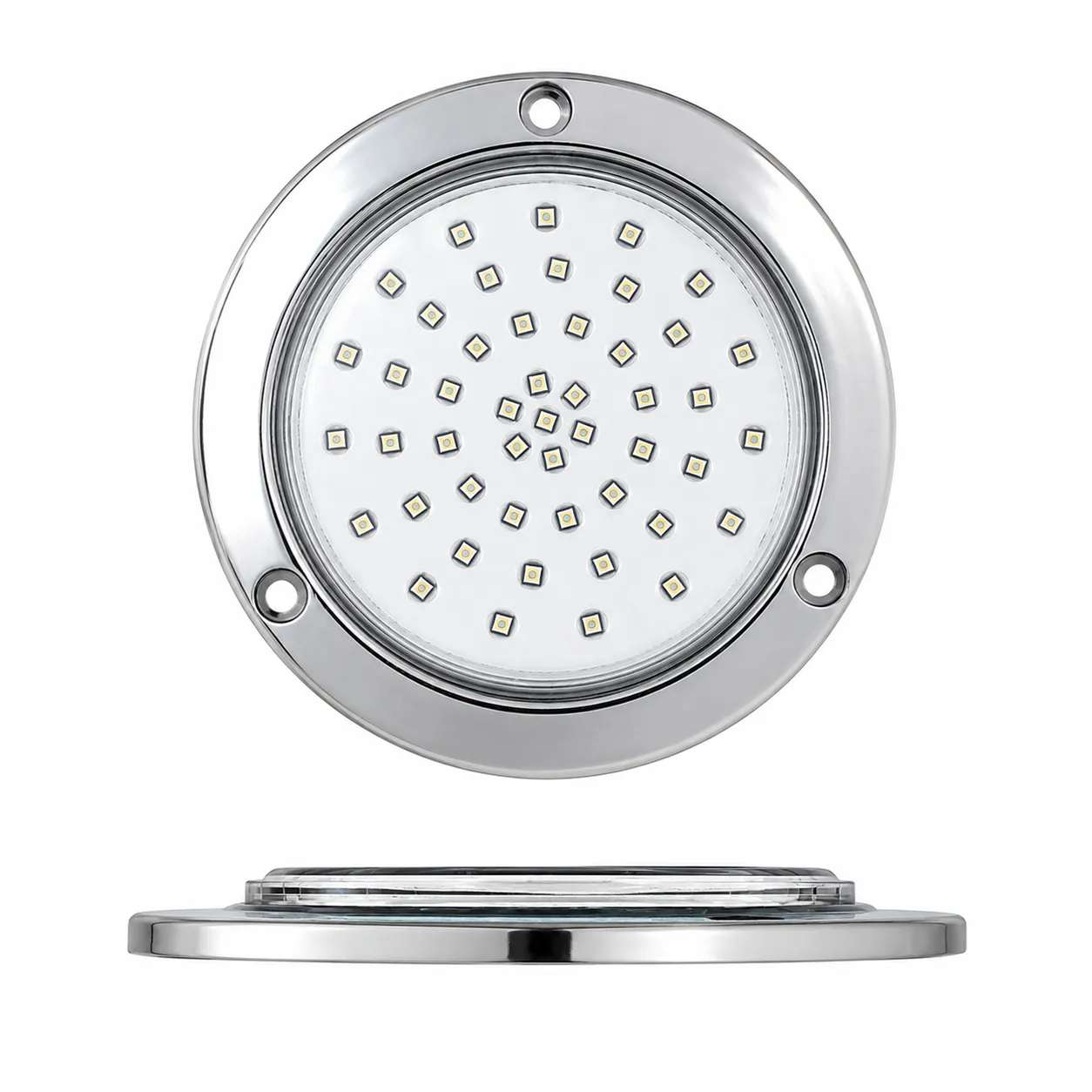 Plafón multivoltaje redondo de 48 LED ultra slim con estrobo · Blanco