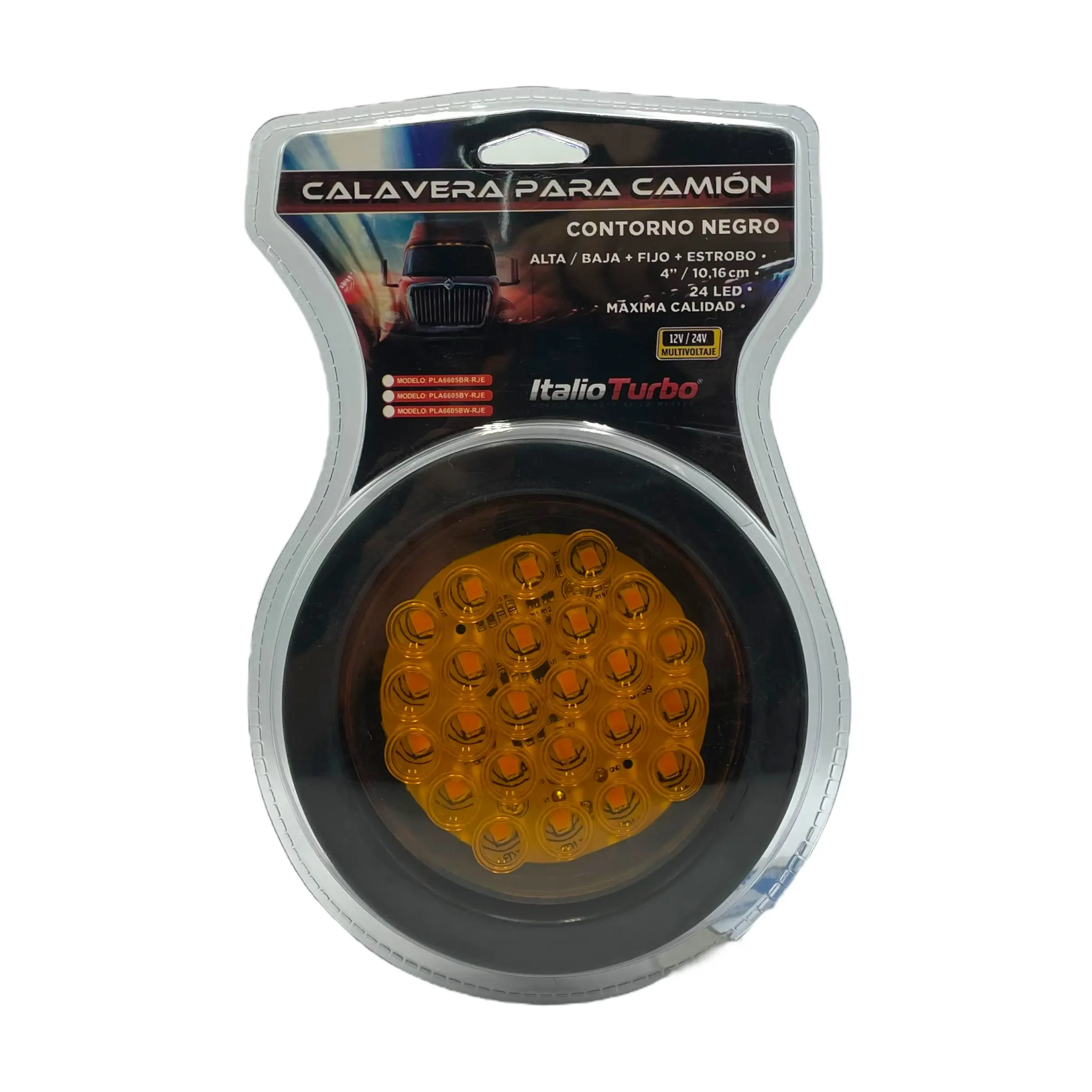 Plafón redondo de 24 LED con borde negro · Ámbar