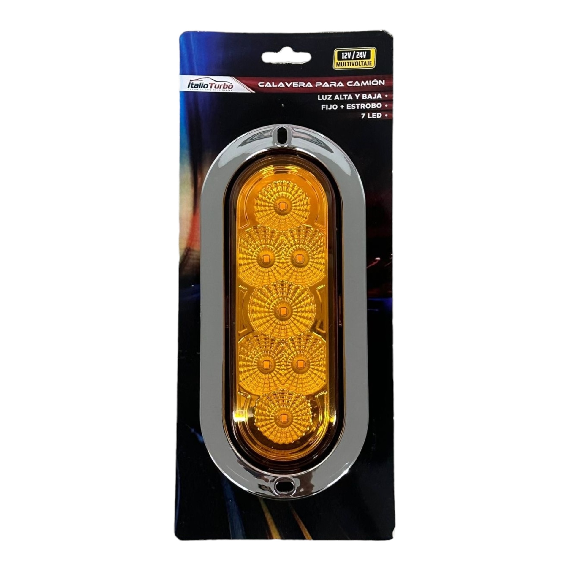 Plafón para camión ovalado con 7 LED · Ámbar