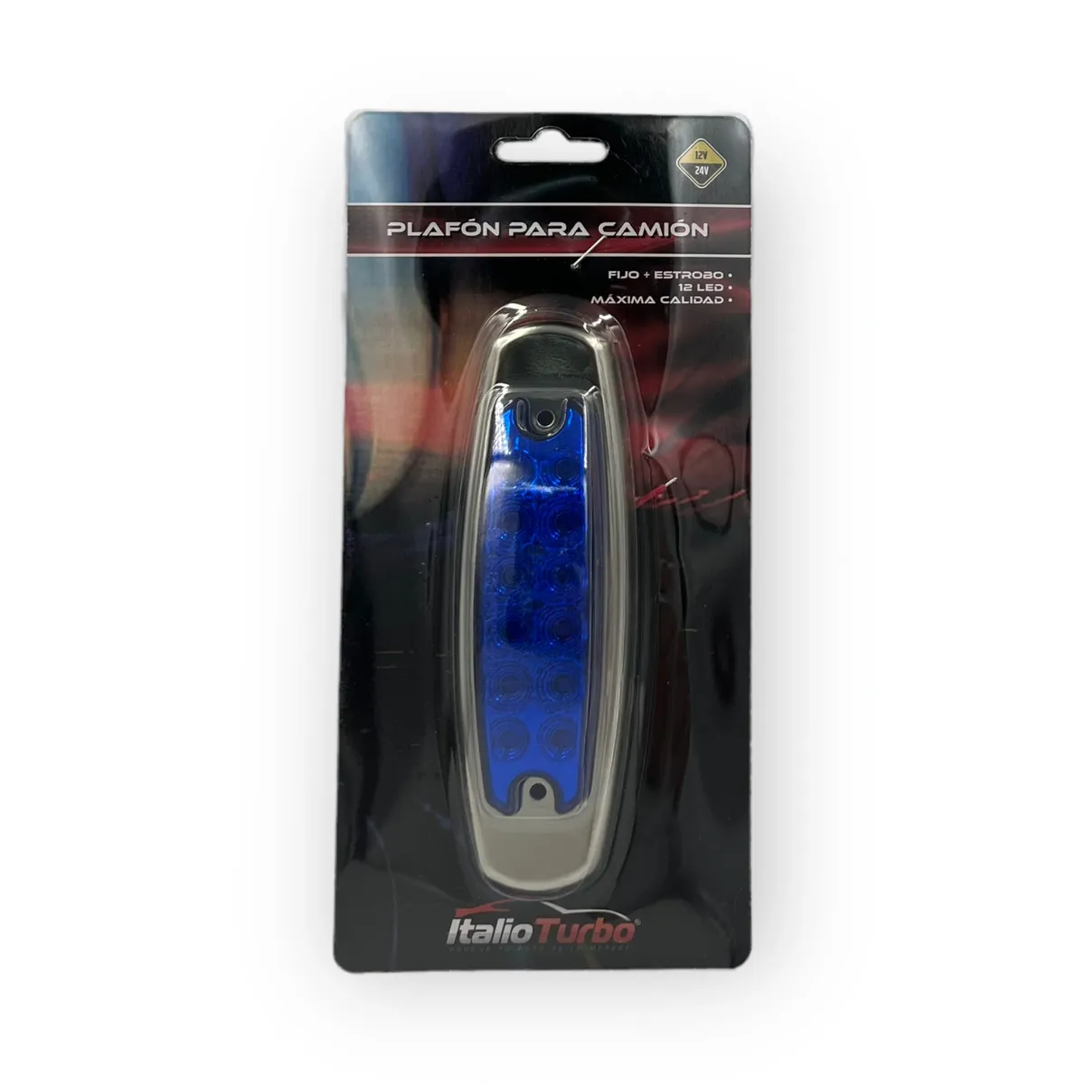 Plafón tipo Peter Bilt de 12 LED función fija y estrobo · Azul