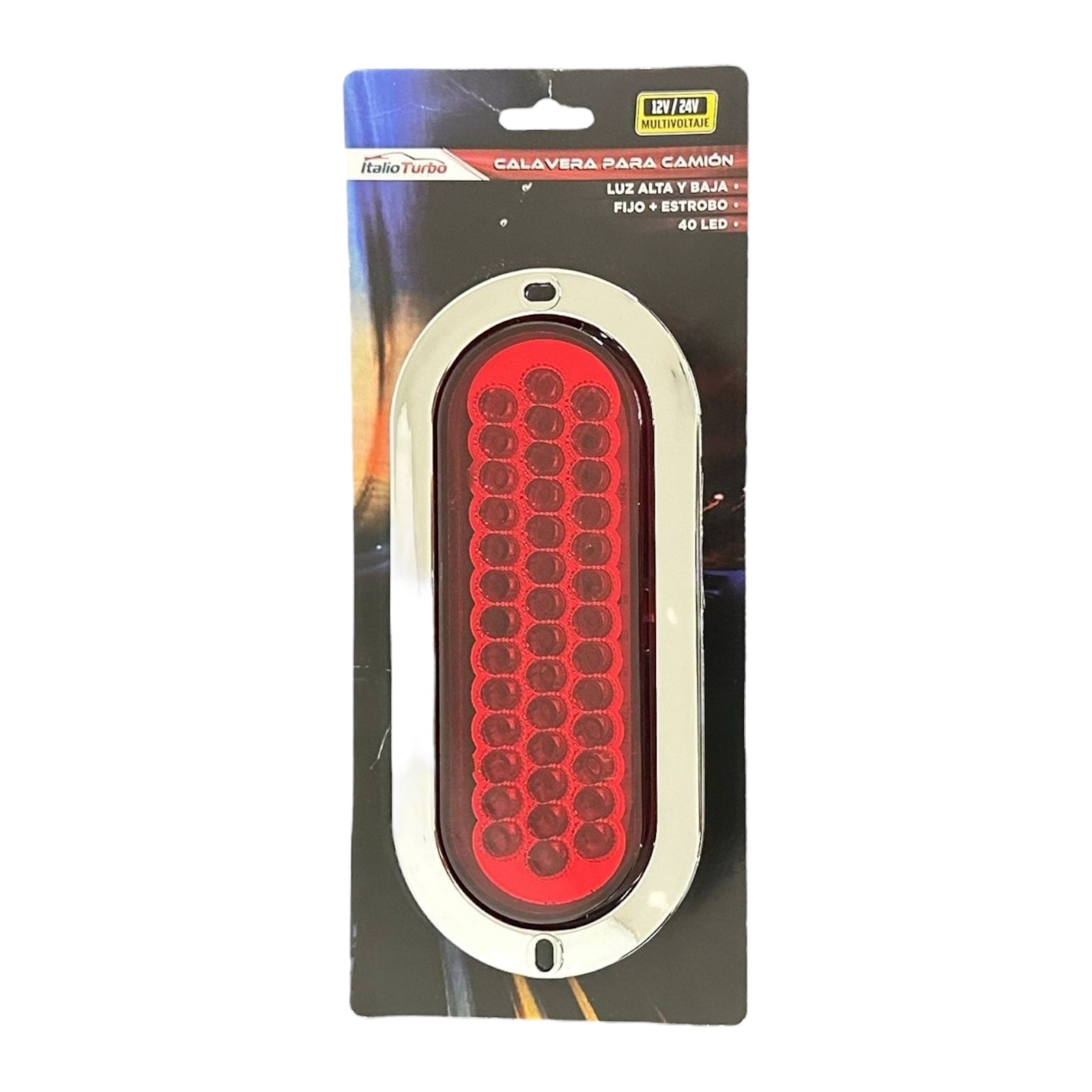Plafón ovalado de 40 LED multivoltaje función fijo + estrobo · Rojo