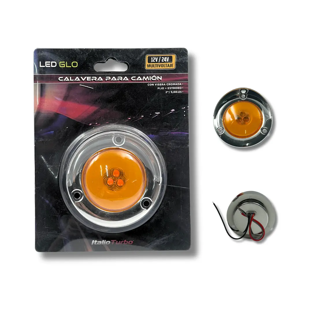 Plafón direccional GLO para camión de 2" con visera (ámbar y rojo) · Ámbar
