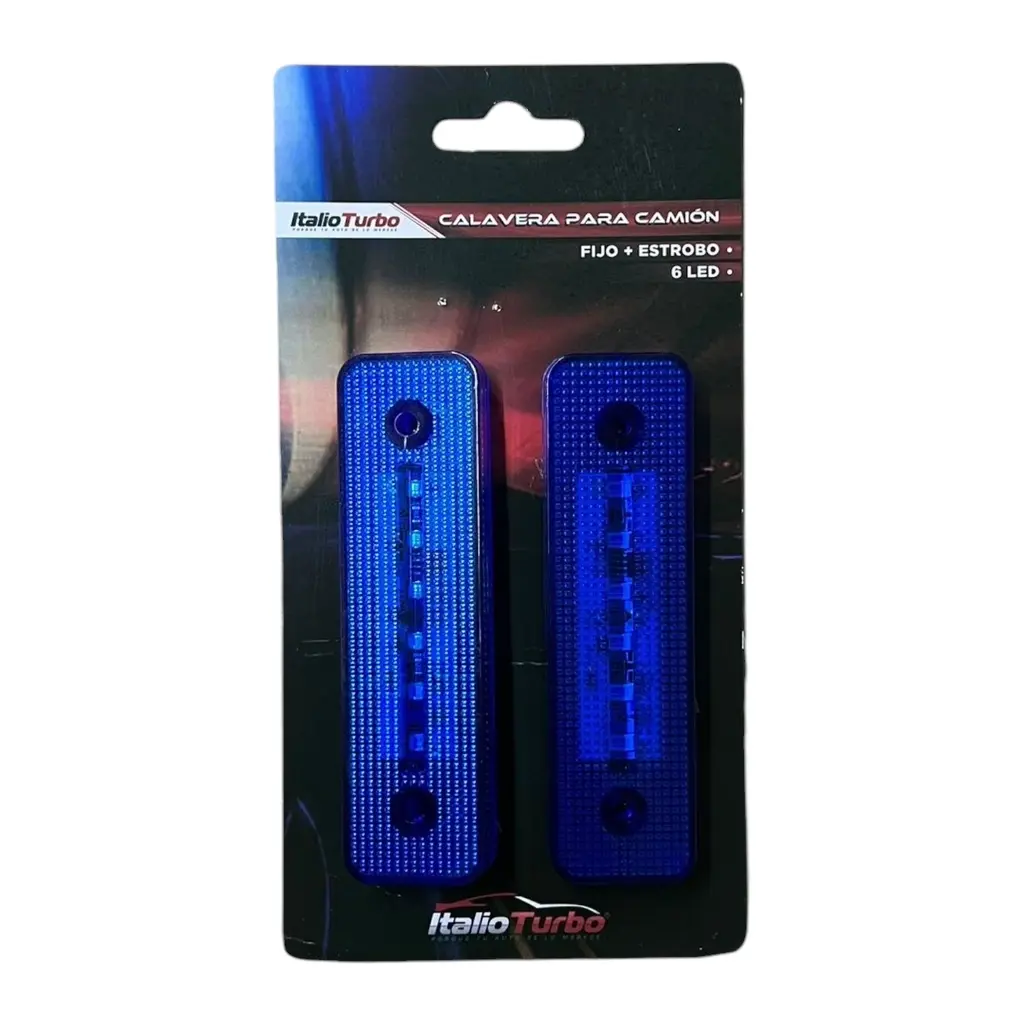 Par de plafón lateral para camión con 6 LED y reflejante  · Azul