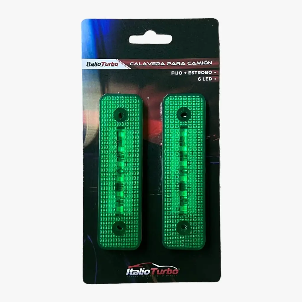 Par de plafón lateral para camión con 6 LED y reflejante · Verde