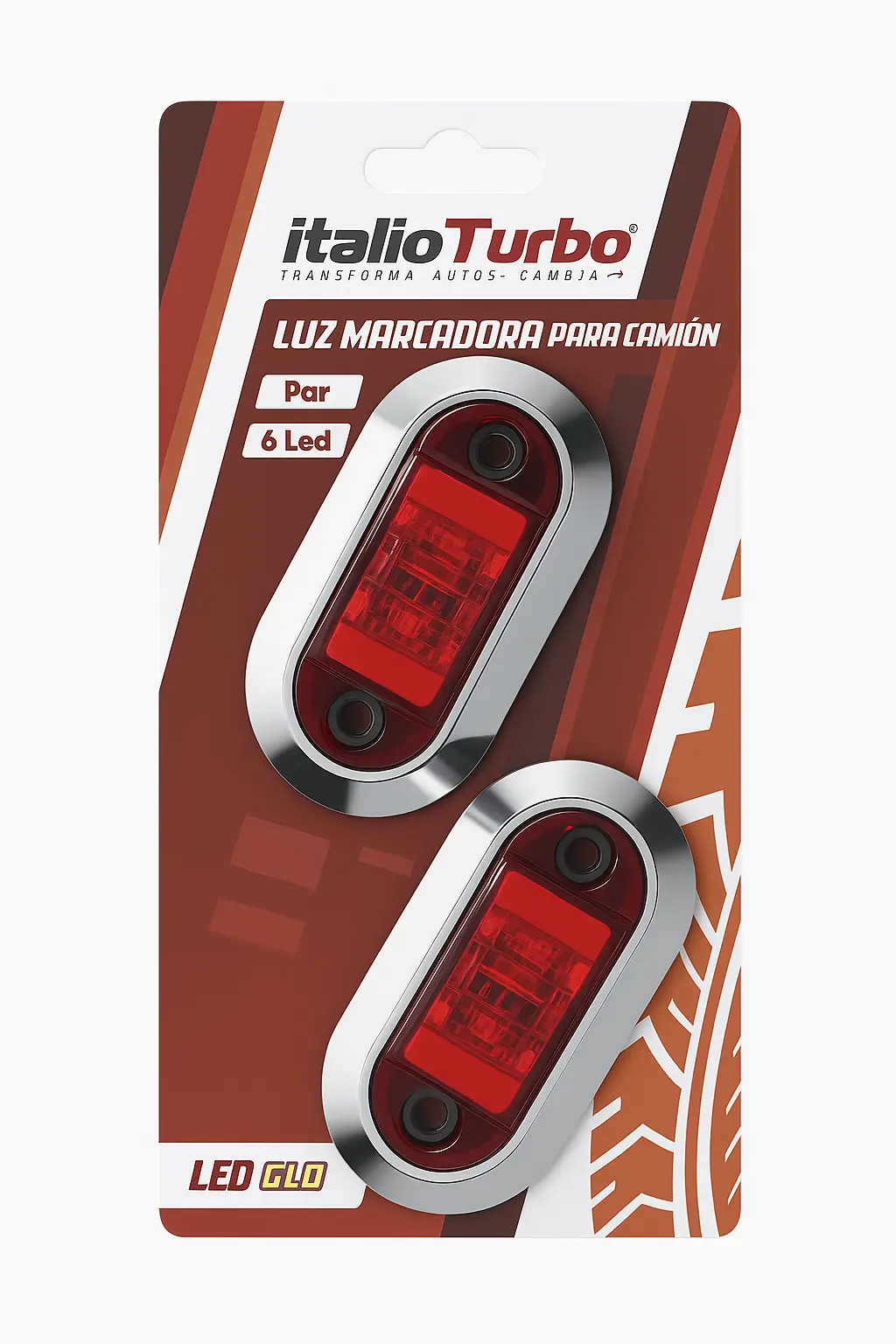 Plafón direccional para camión de 6 LED · Rojo
