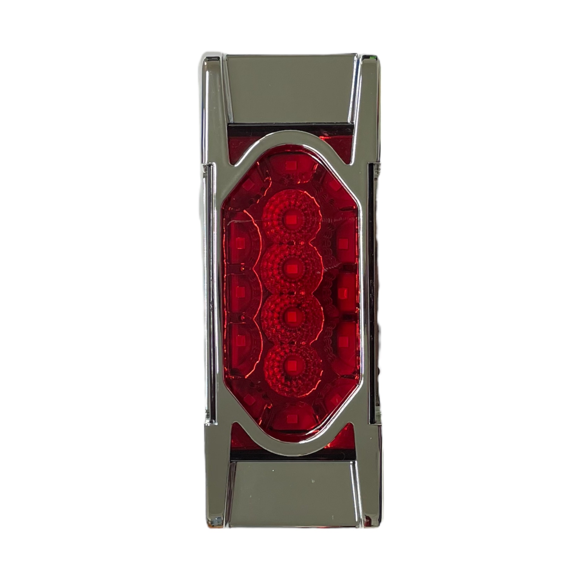 Plafón lateral para camión de 16 LED con base cromada estrobo y fijo 12/24V  · Rojo