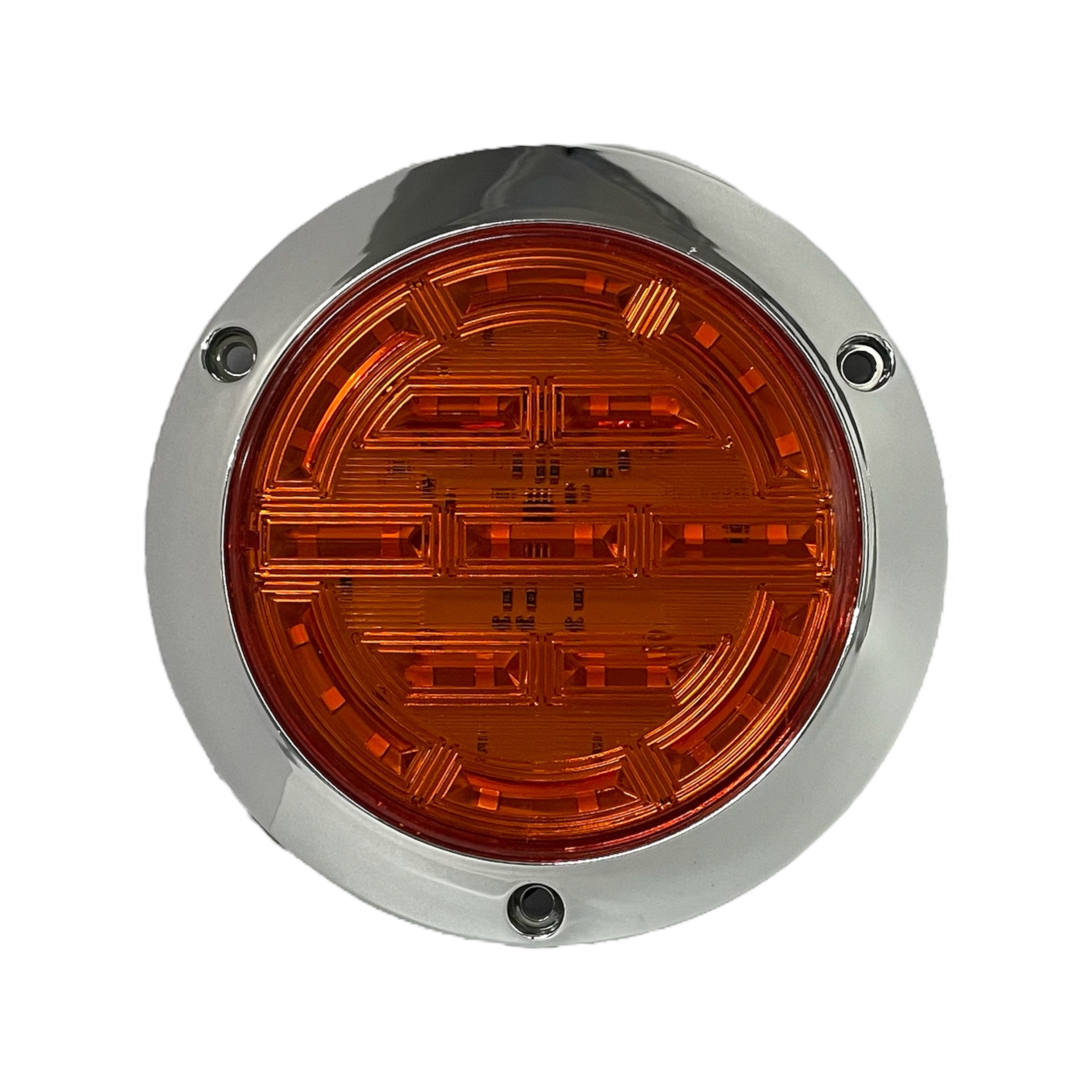 Plafón redondo para camión con base cromada y funciones de 30 LED 12/24V · Ámbar