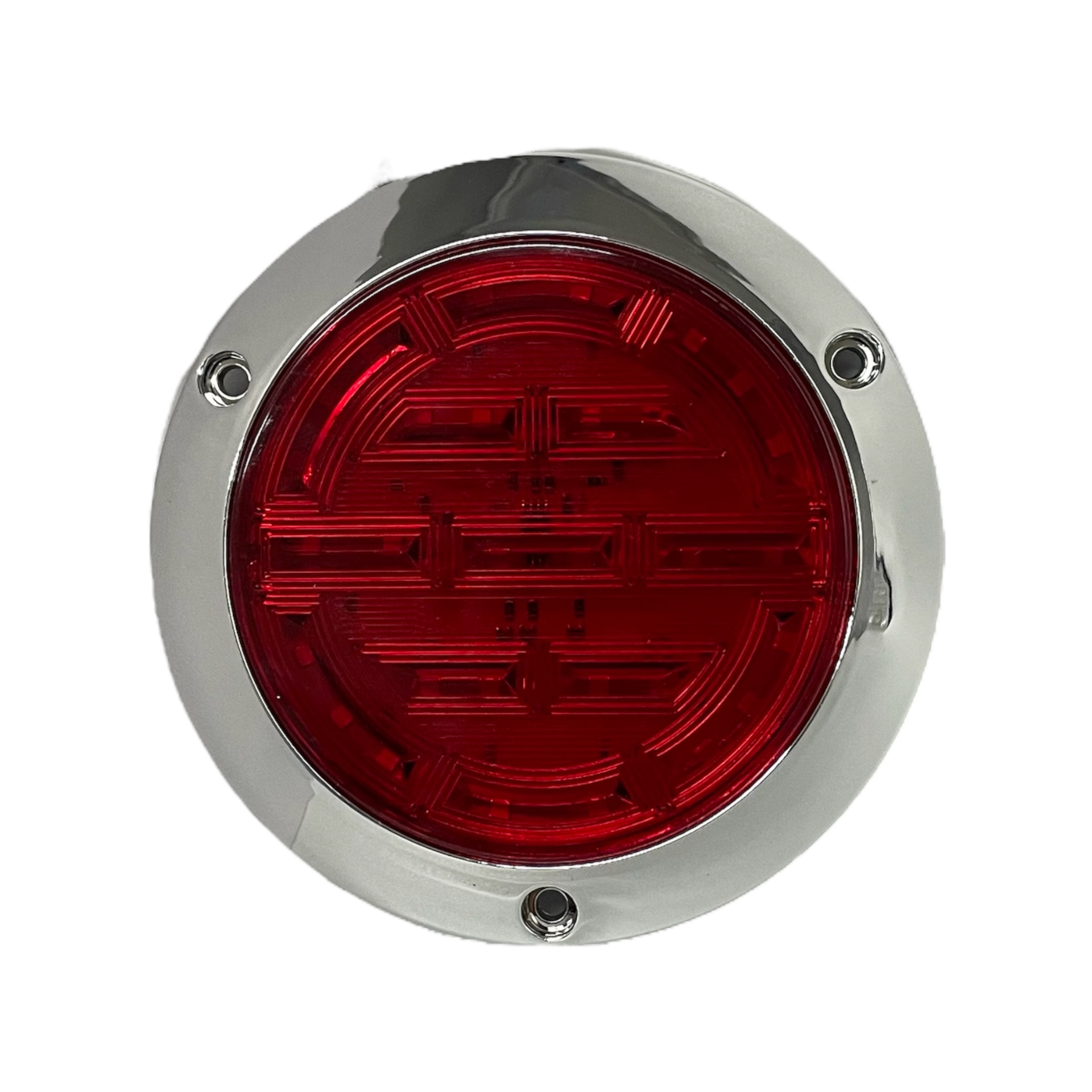 Plafón redondo para camión con base cromada y funciones de 30 LED 12/24V · Rojo