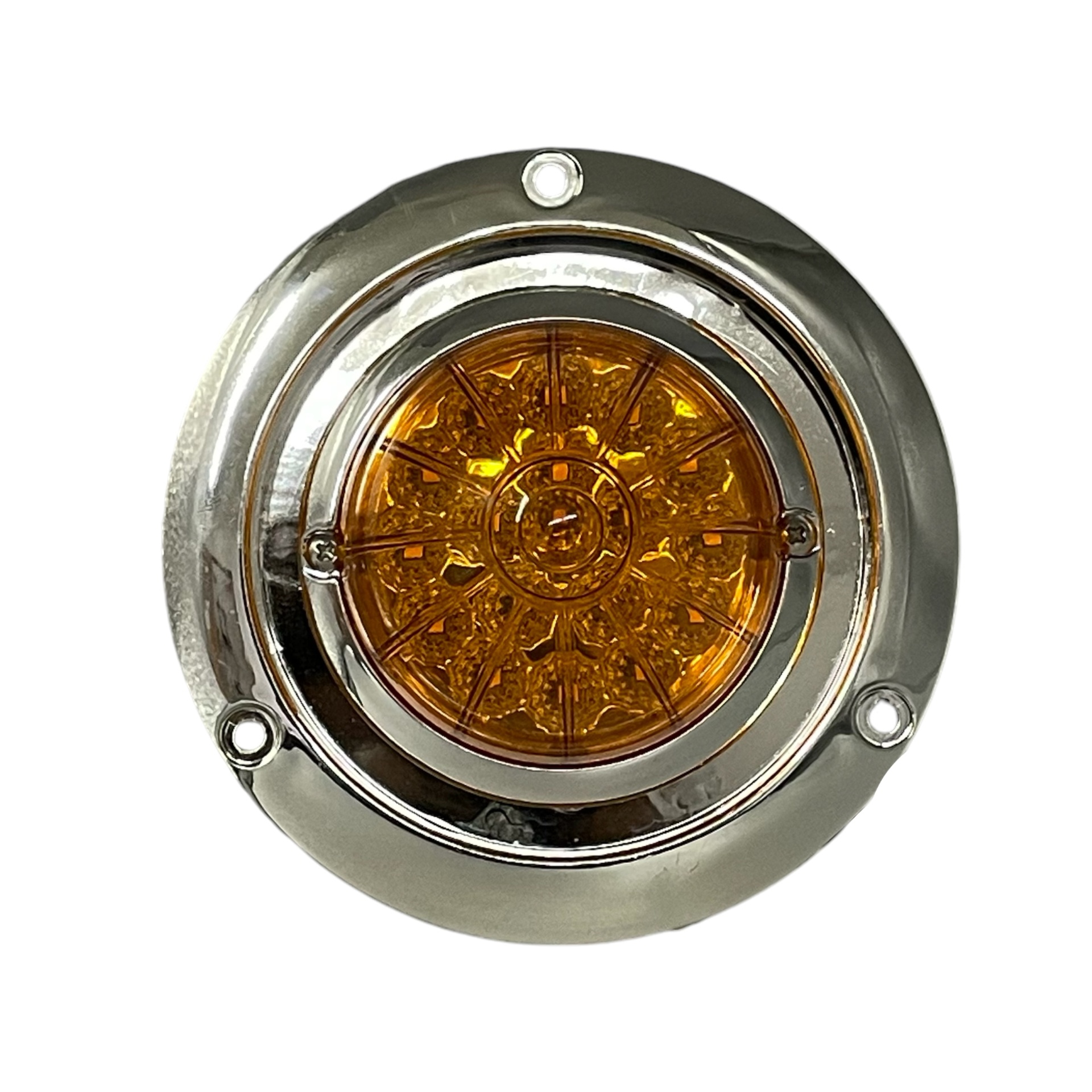 Plafón de 4” con contorno cromo de 18 LED · Ámbar