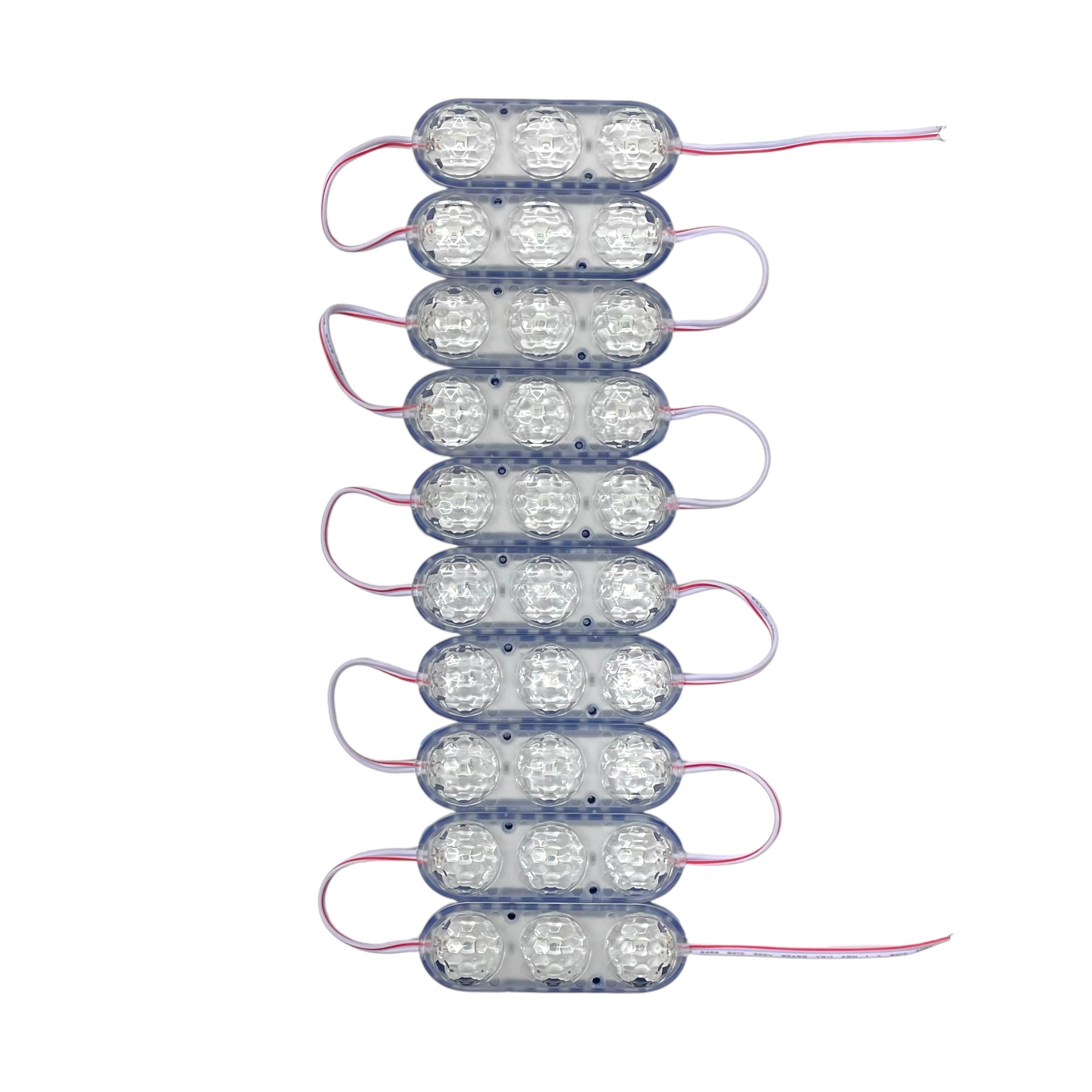 Tira de modulo tipo lente de 3 LED (tira con 10 piezas) · Morado