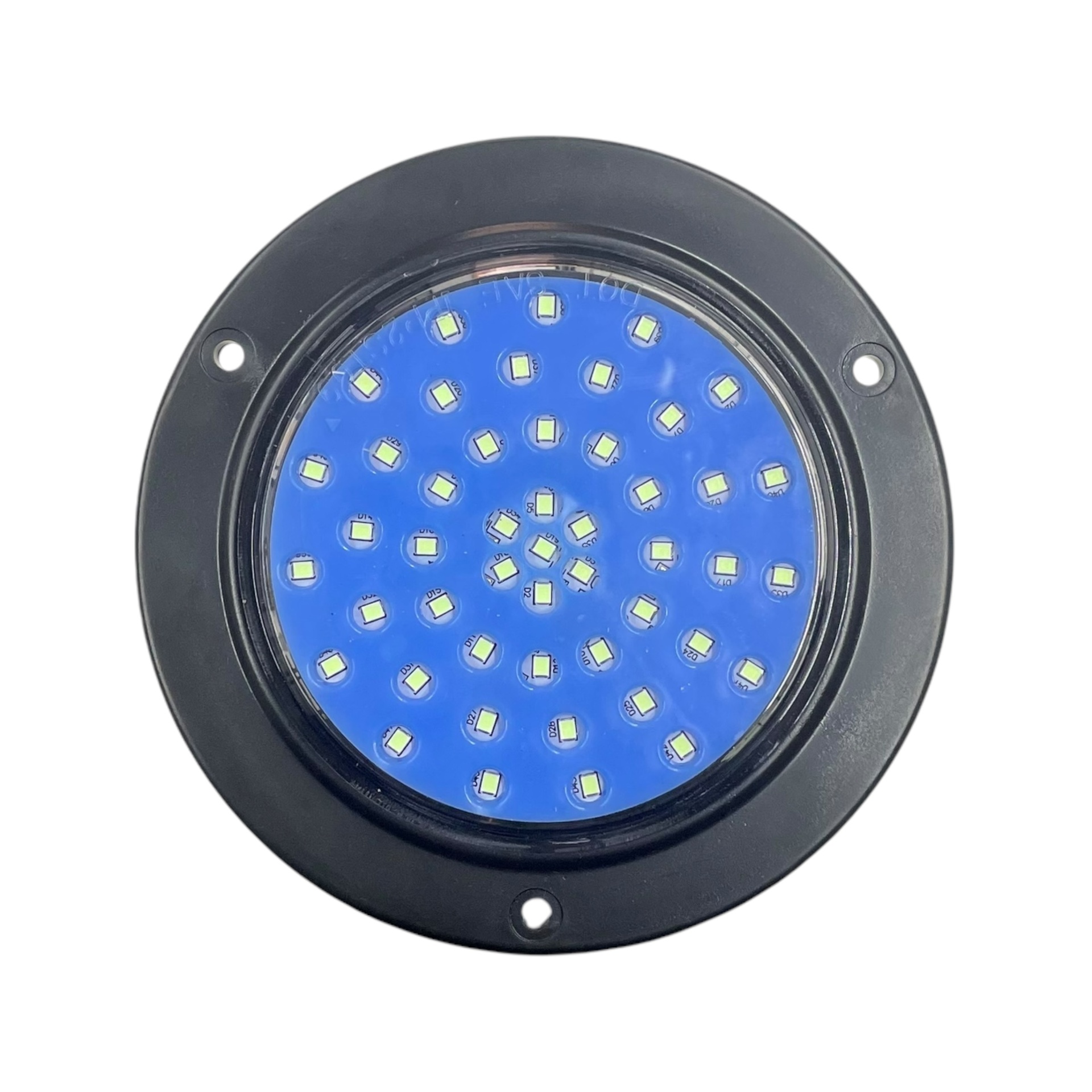 Plafon redondo de 4" con base negra de 48 LED con funciones 12/24V — Azul hielo