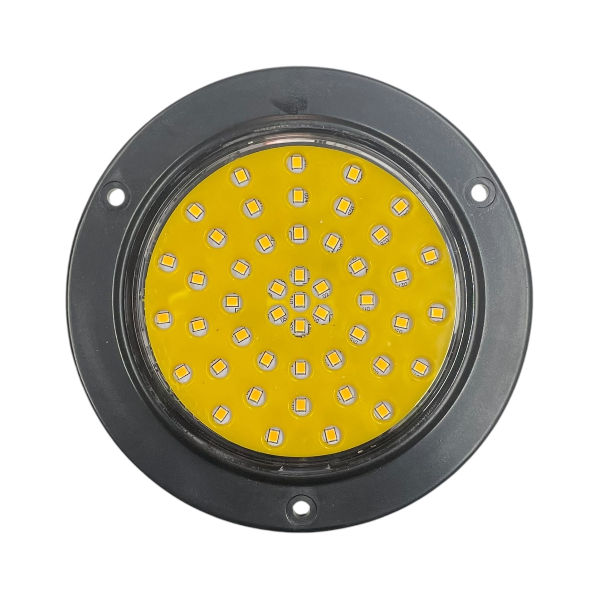 Plafon redondo de 4" con base negra de 48 LED con funciones 12/24V — Ámbar