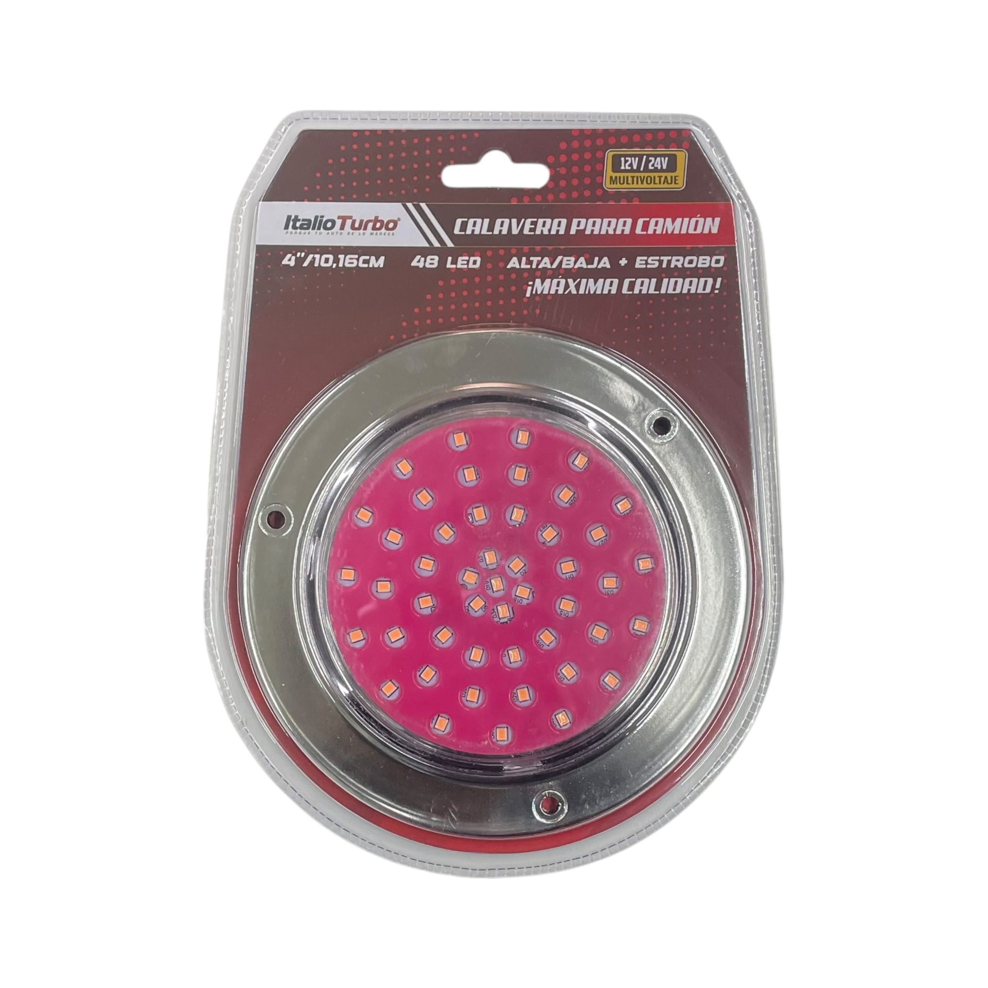 Plafón redondo de 4" con base cromada de 48 LED con funciones 12/24V · Rosa