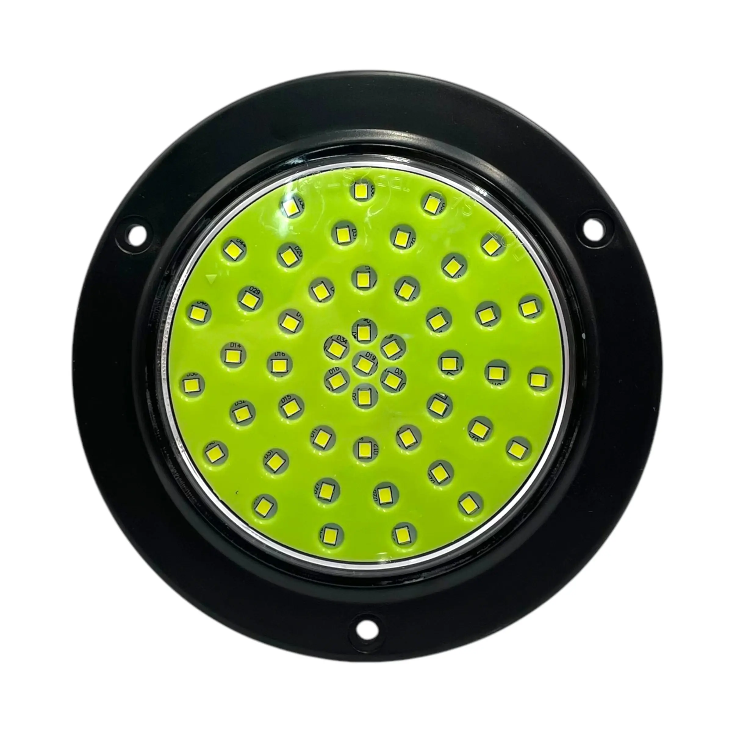 Plafon redondo de 4" con base negra de 48 LED con funciones 12/24V · Verde
