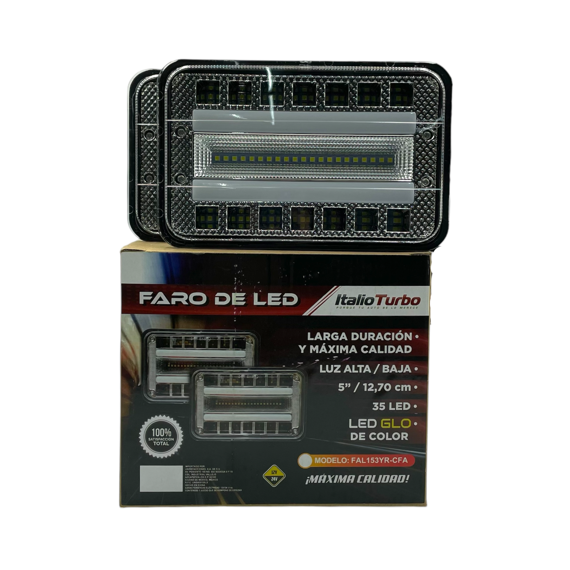 Unidad de 5" pulgadas de 35 LED con tira de gel a 12/24V · Rojo/ámbar