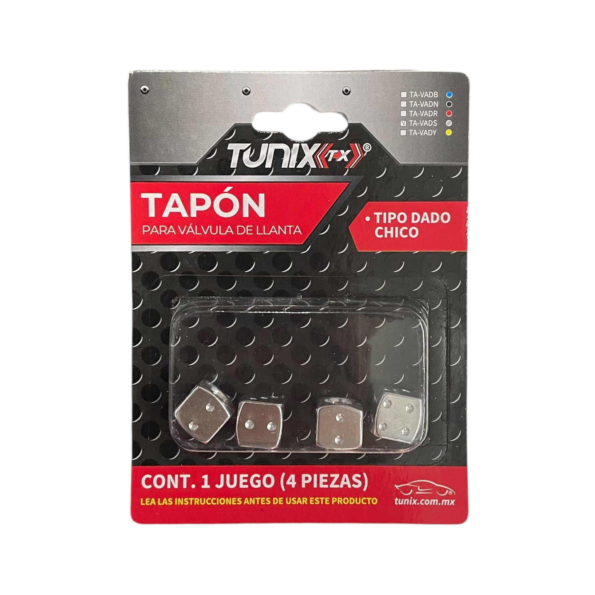 Tapón de válvula dado chico 4 pza · Plata