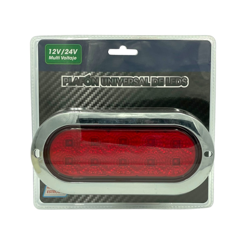 Plafón ovalado de 10 LED carcasa cromada — Rojo