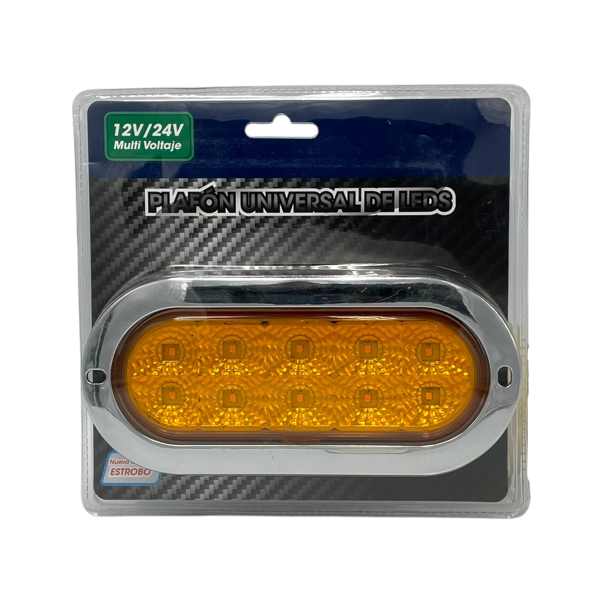 Plafón ovalado de 10 LED carcasa cromada — Ámbar
